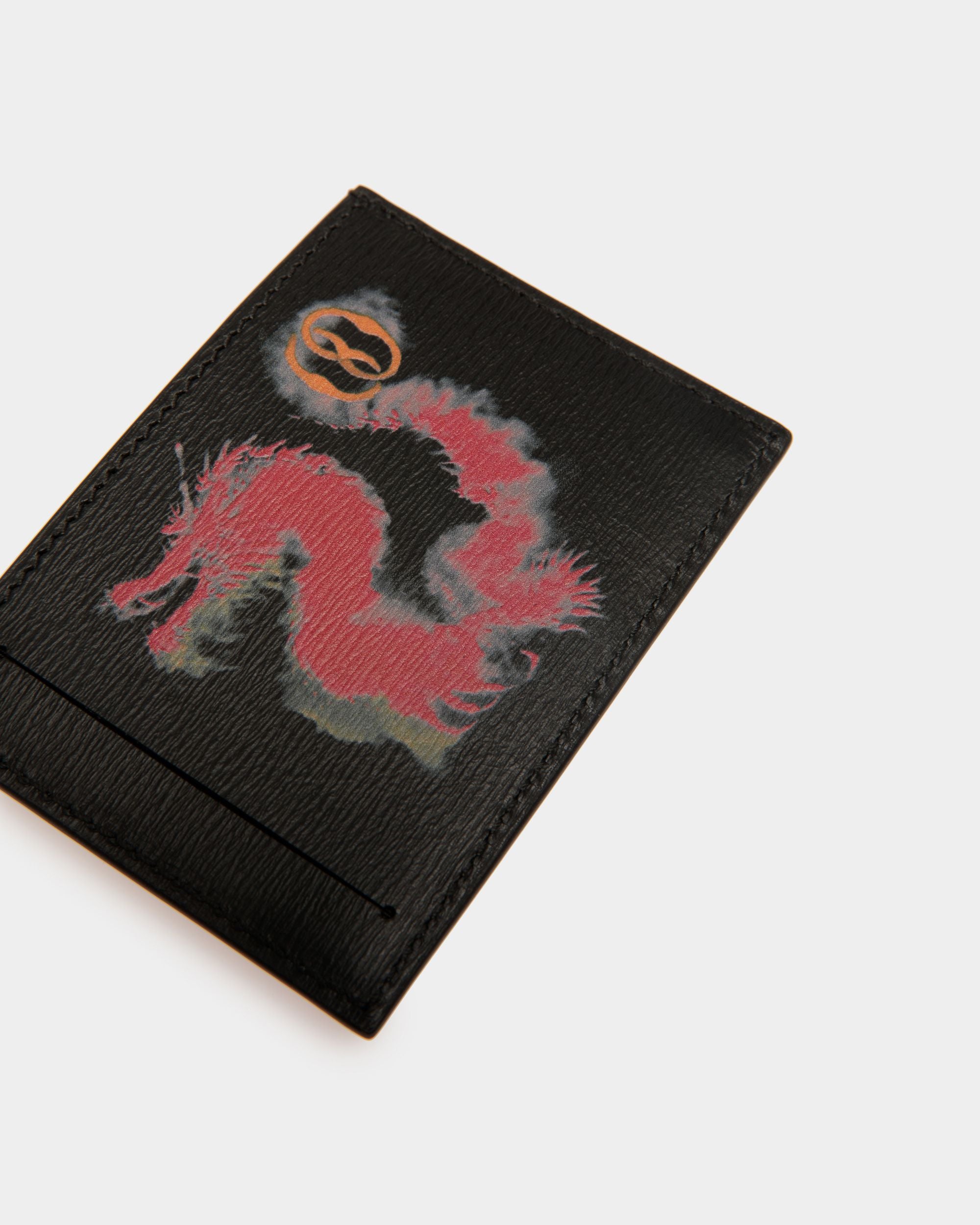Cny | Men's Card Holder in Black And Red Grained Leather | Bally | Still Life Detail