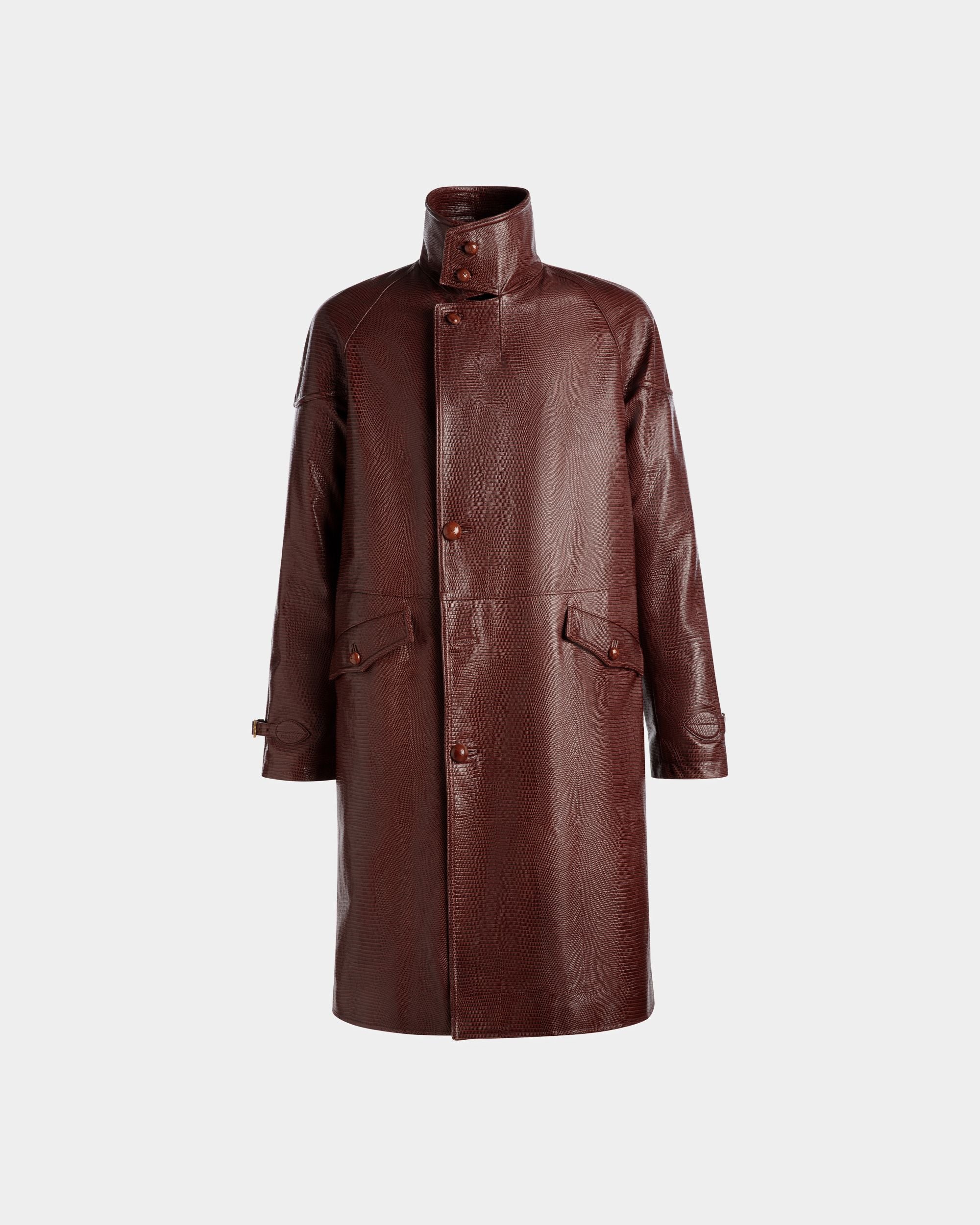 Pea Coat | Men's Coat | Burgundy Leather | Bally | Still Life Front