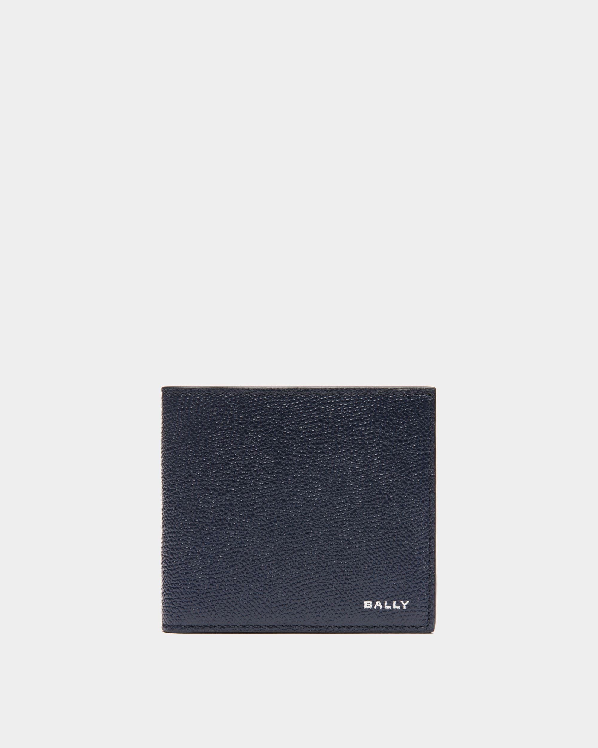 Flag | Men's Bifold Wallet in Blue Leather | Bally | Still Life Front