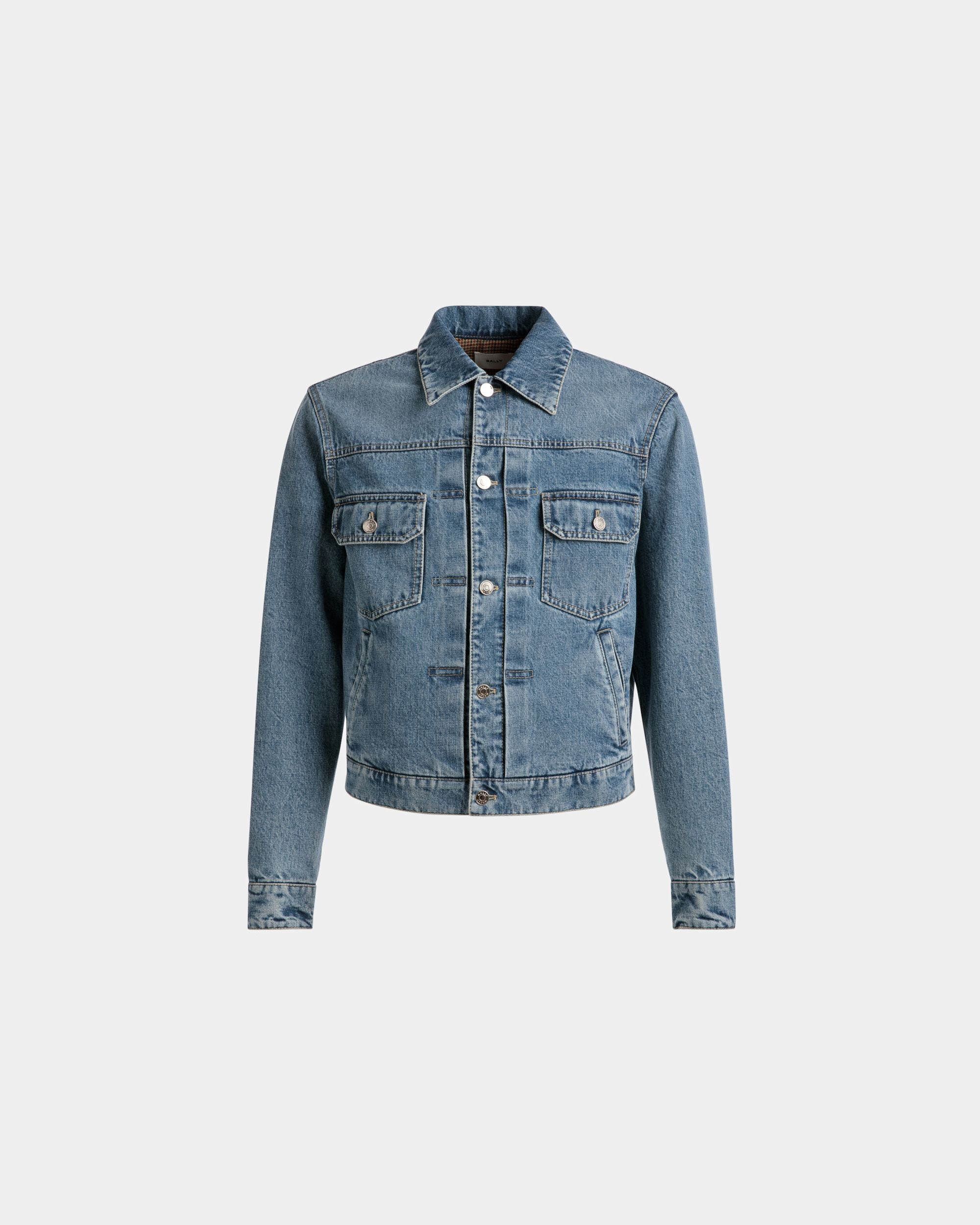 Buttoned Jacket | Men's Jacket | Light Blue Denim | Bally | Still Life Front