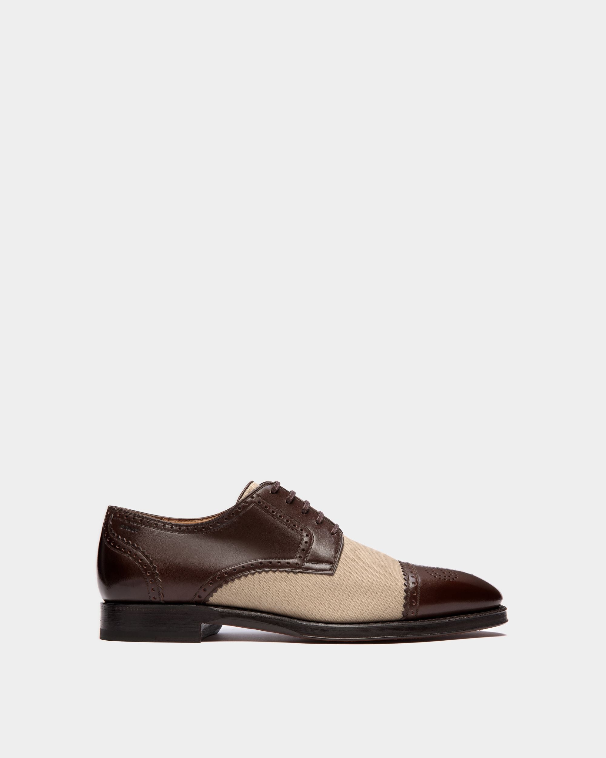 Scribe | Men's Derby in Two-tone Leather and Fabric | Bally | Still Life Side