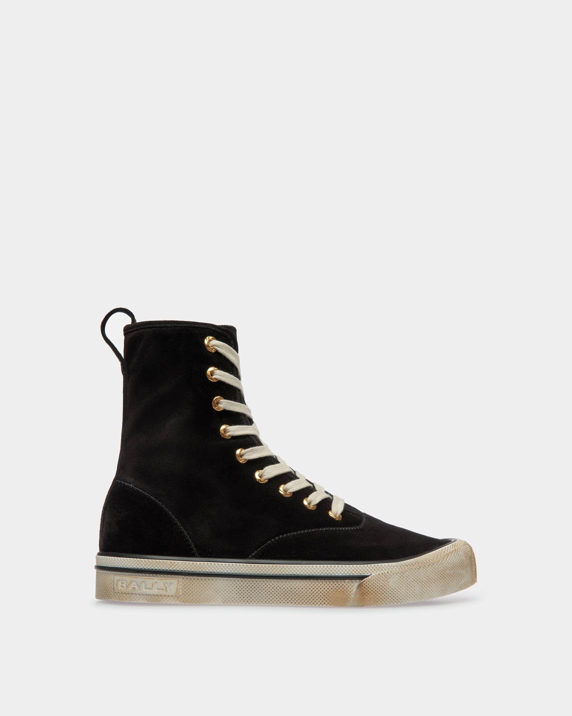 Santa Ana High Top Sneaker | Men's Shoes | Black Suede | Bally | Still Life Side