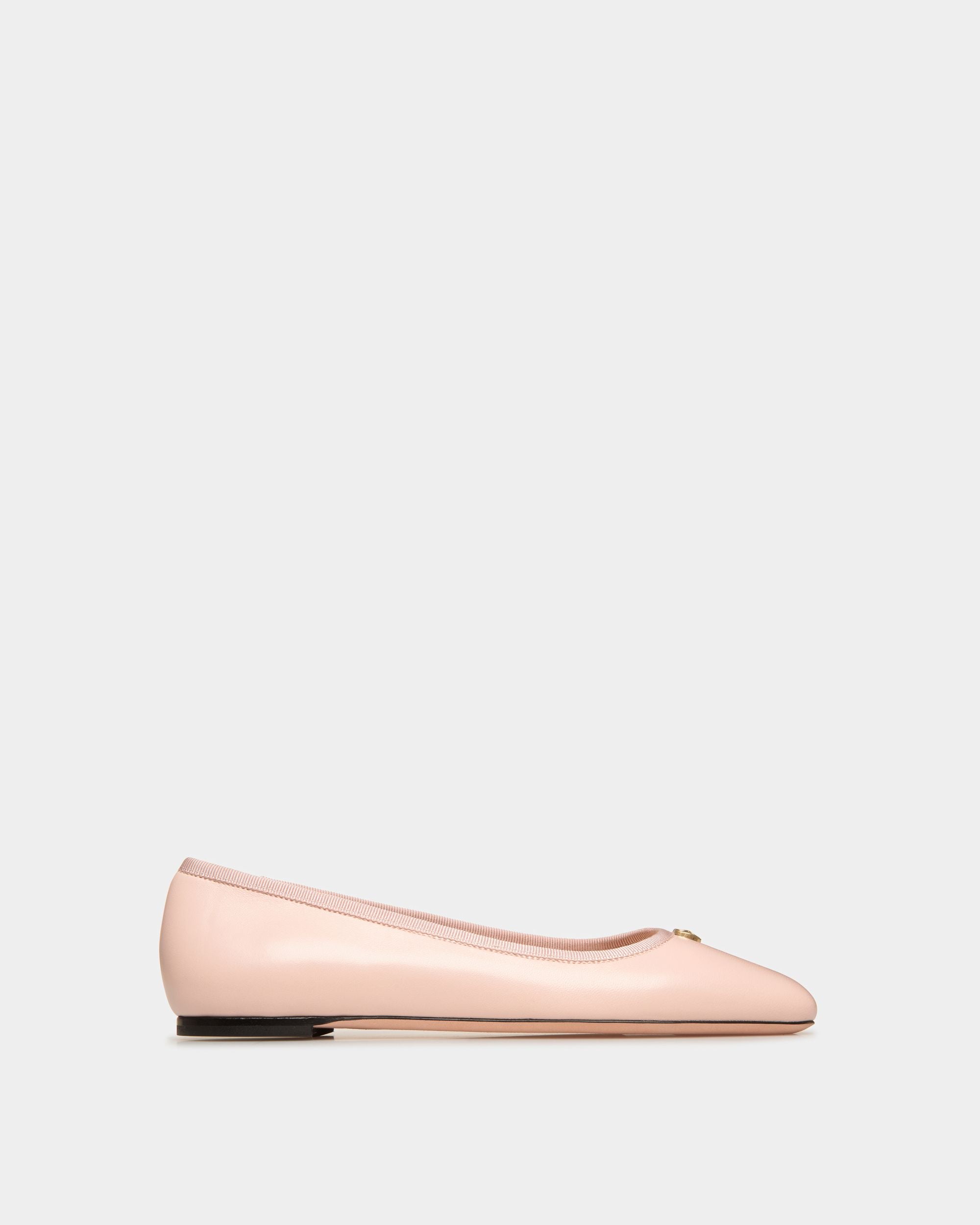 Women's Ballyrina Flat In Light Pink Nappa Leather | Bally | Still Life Side