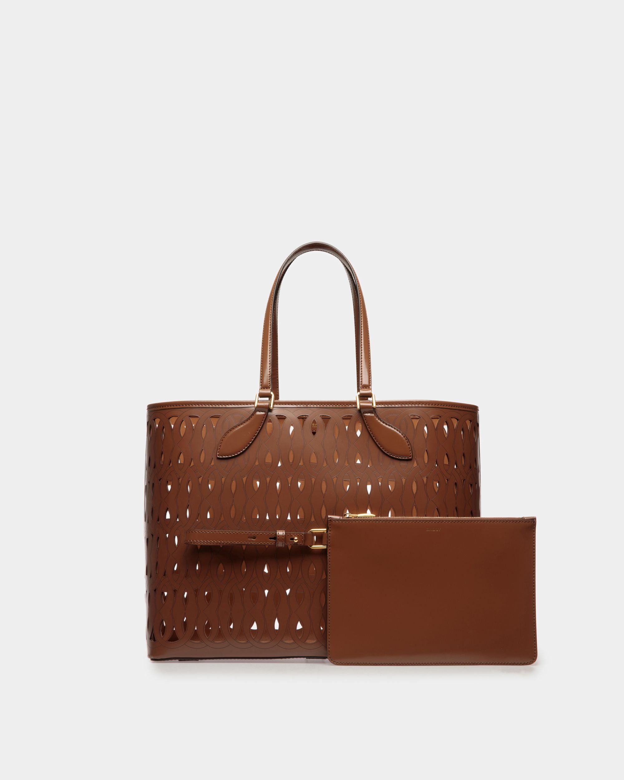 Lago | Women's Tote Bag | Brown Leather | Bally | Still Life Front