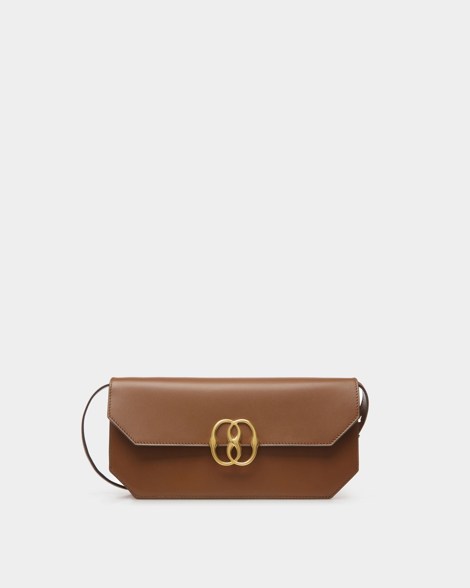 Emblem Folio | Women's Shoulder Bag | Brown Leather | Bally | Still Life Front