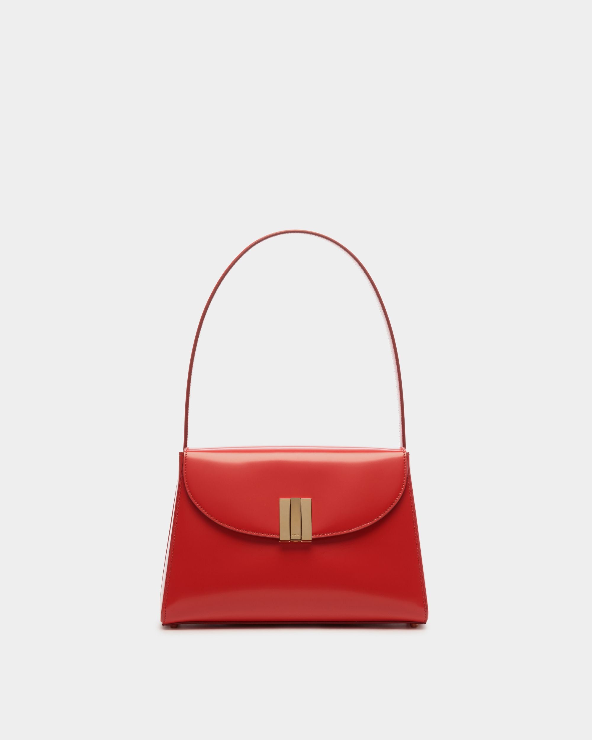 Women's Ollam Shoulder Bag in Candy Red Brushed Leather | Bally | Still Life Front