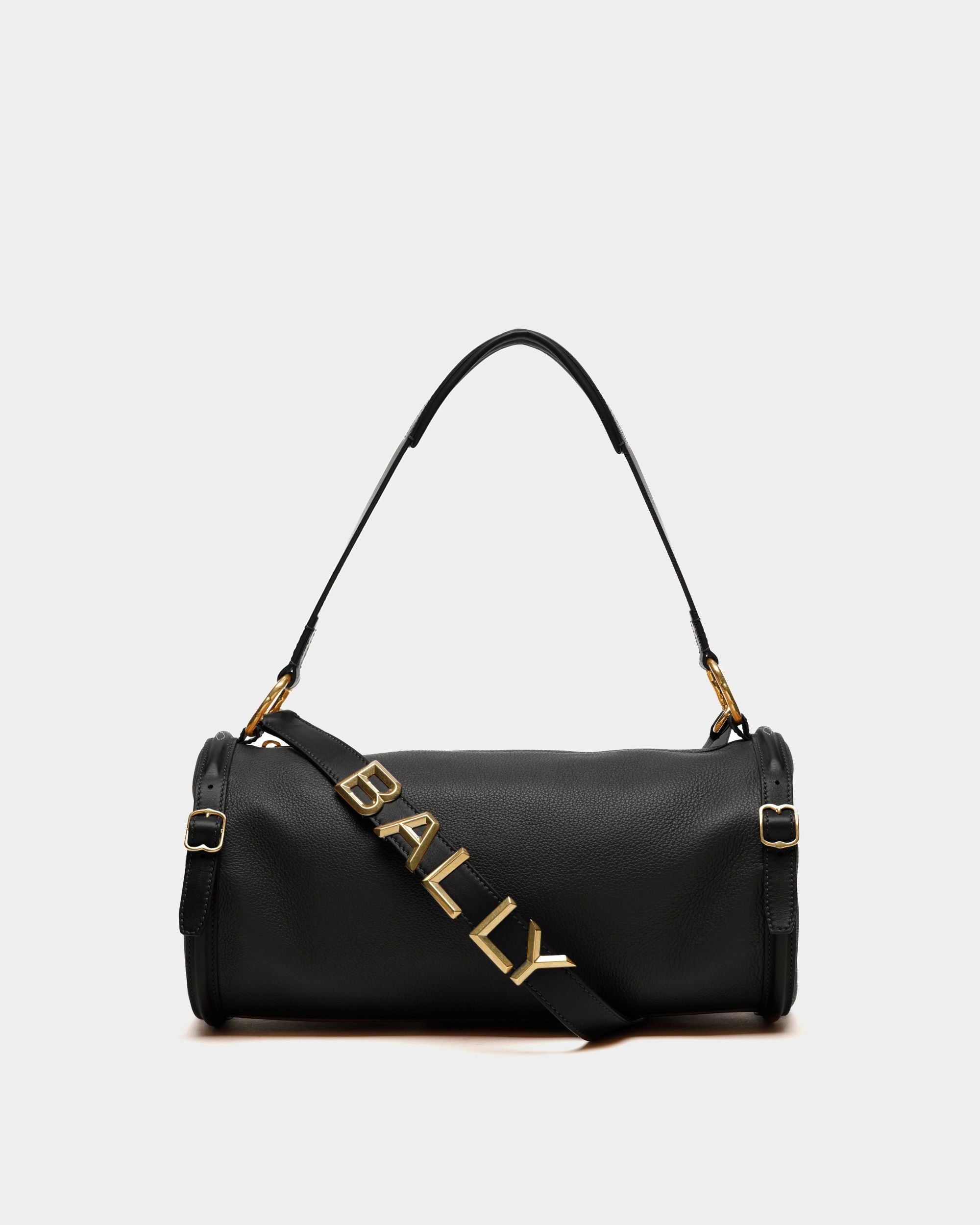 Small Barrel Crossbody Bag | Women's Crossbody | Black Leather | Bally | Still Life Front