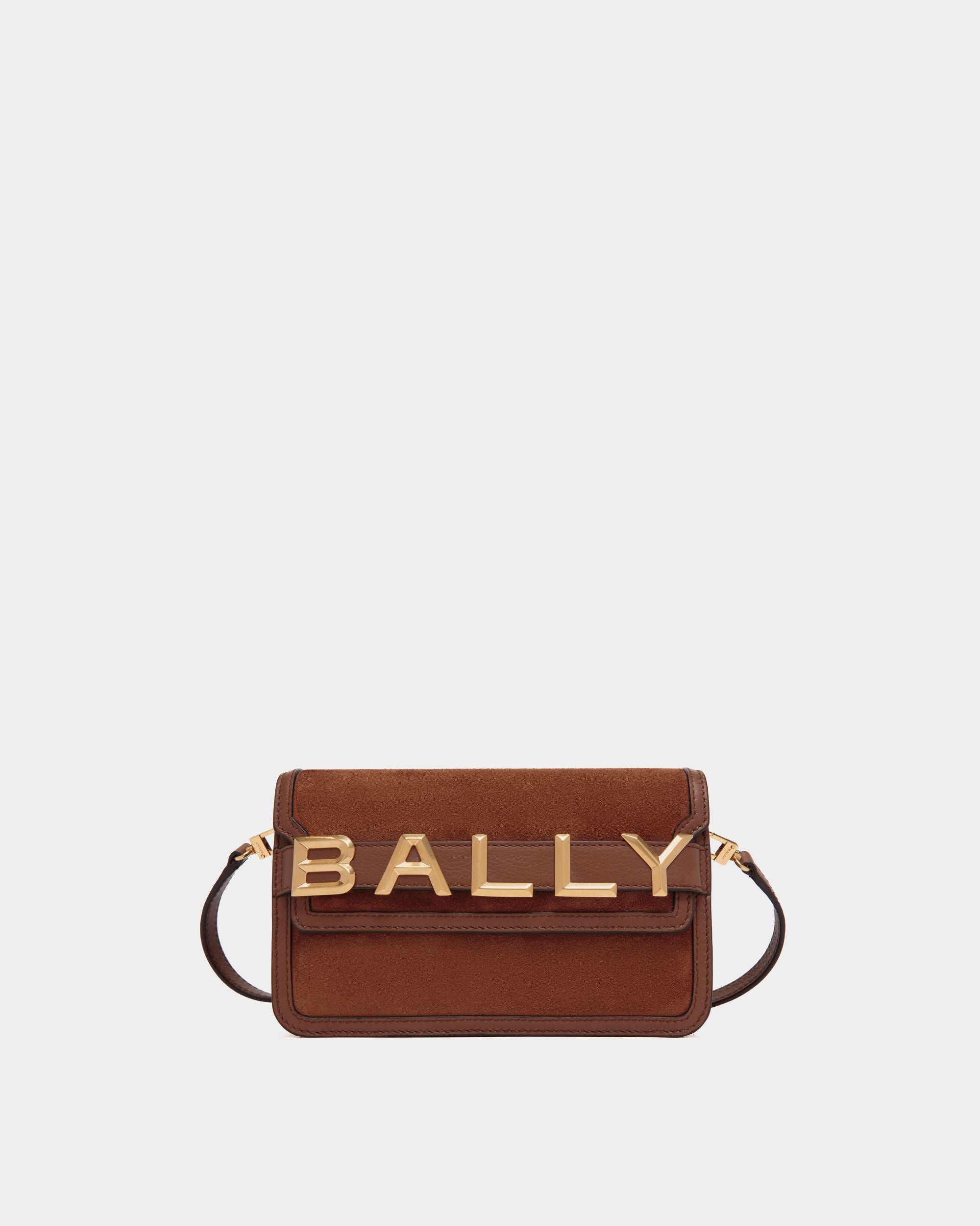 Women's Bally Spell Crossbody Bag in Brown Suede | Bally | Still Life Front