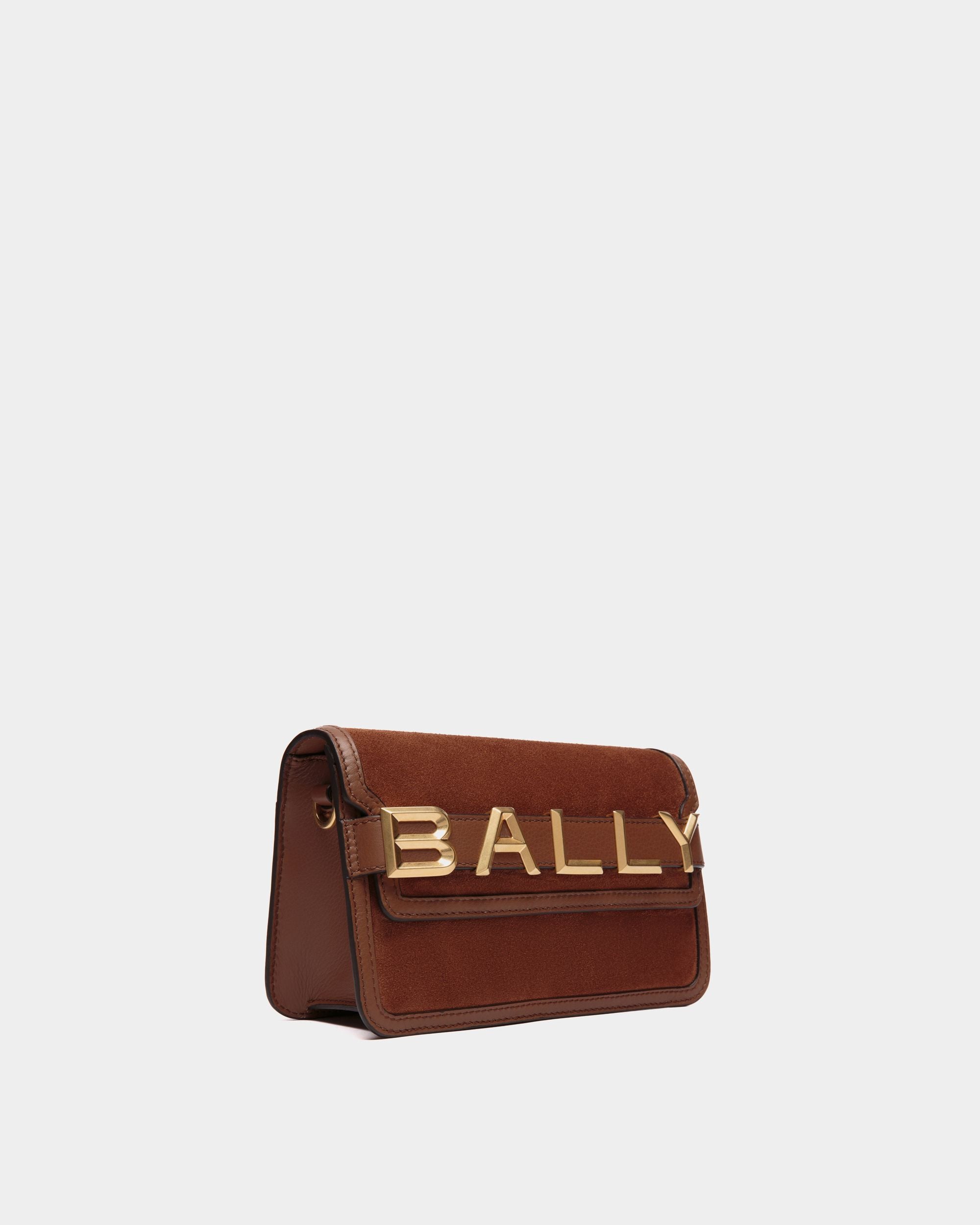 Bally Spell | Women's Crossbody Bag in Brown Suede | Bally | Still Life 3/4 Front