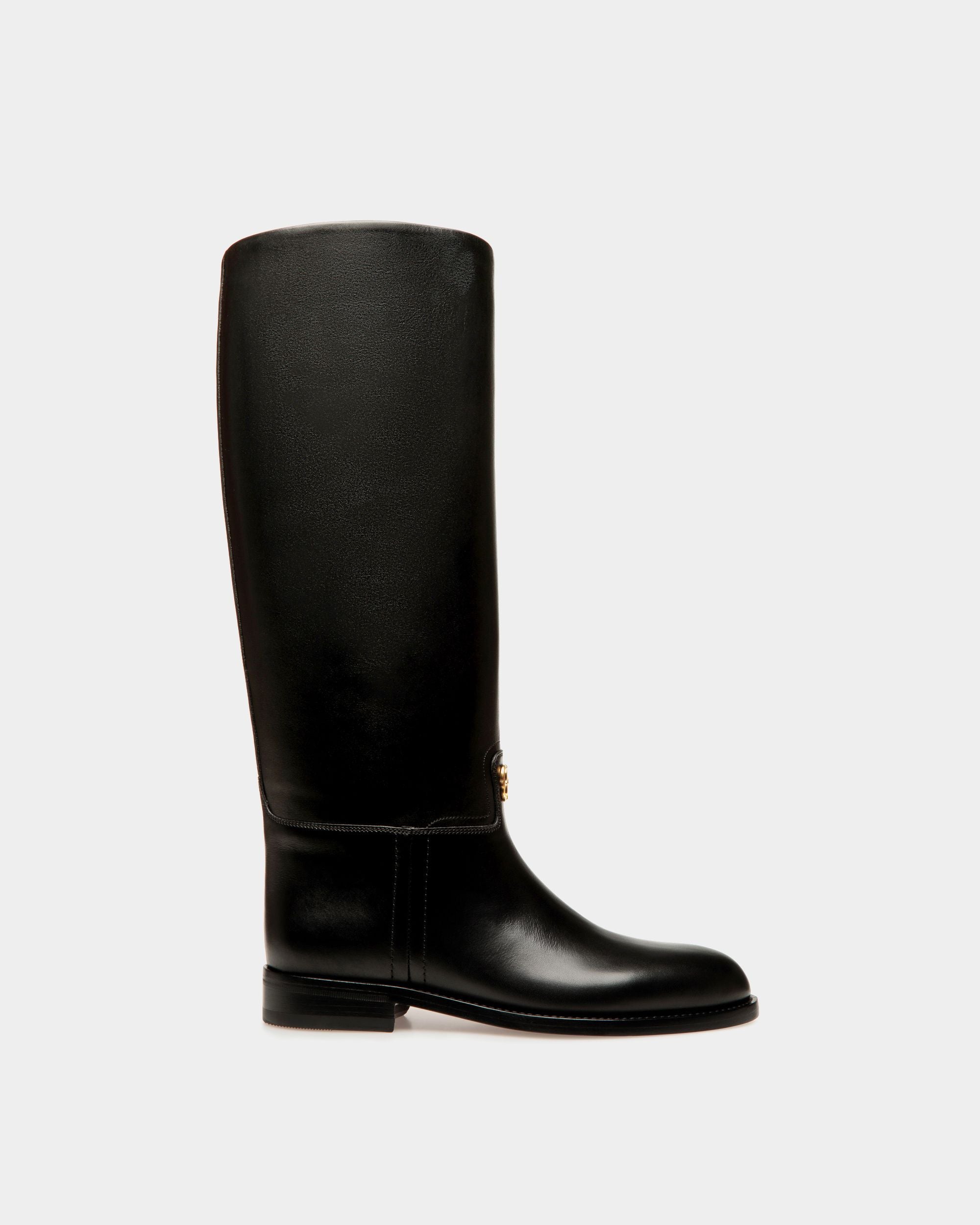 Hollie | Women's Long Boots | Black Leather | Bally | Still Life Side