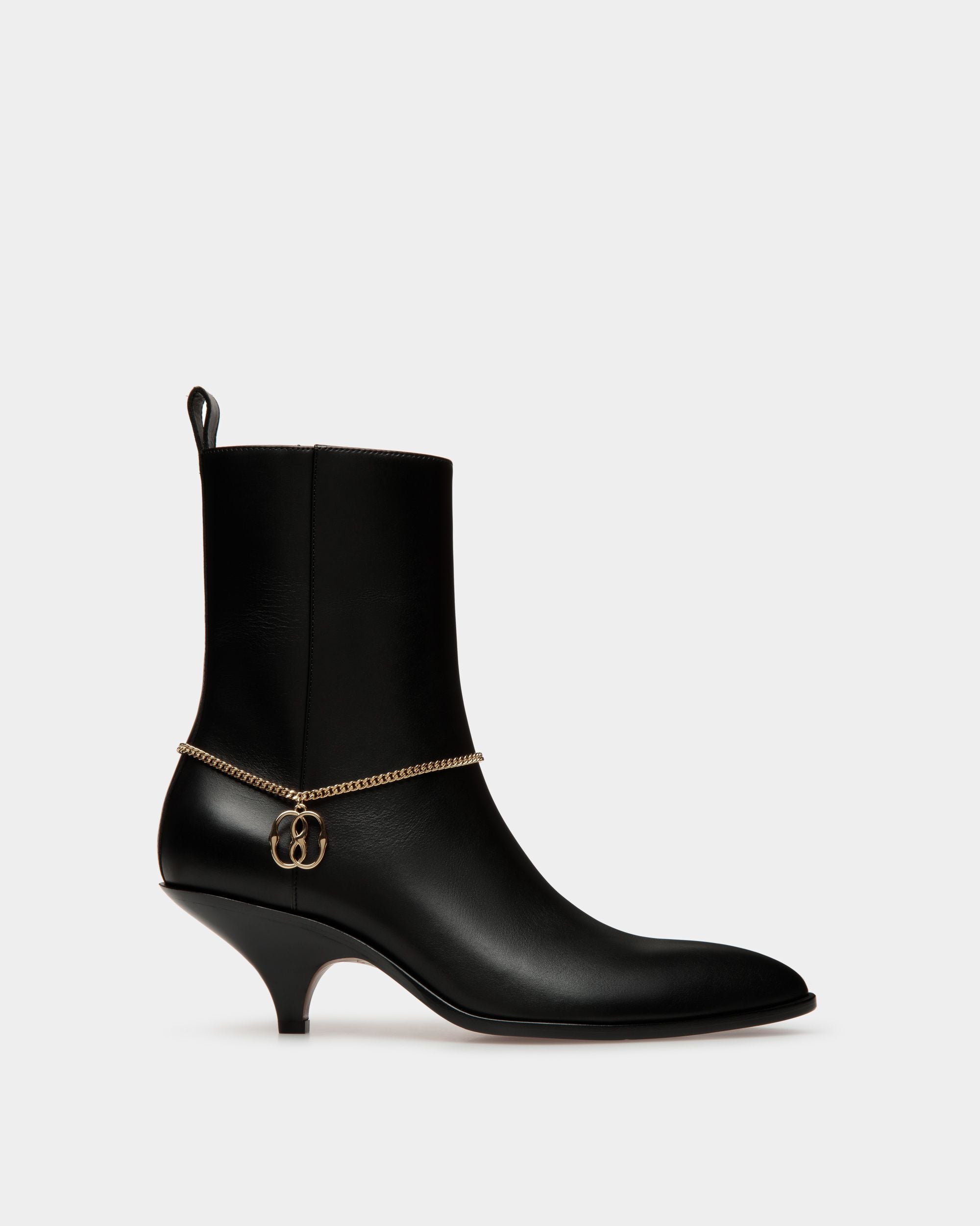Leah | Women's Booties | Black Leather | Bally | Still Life Side