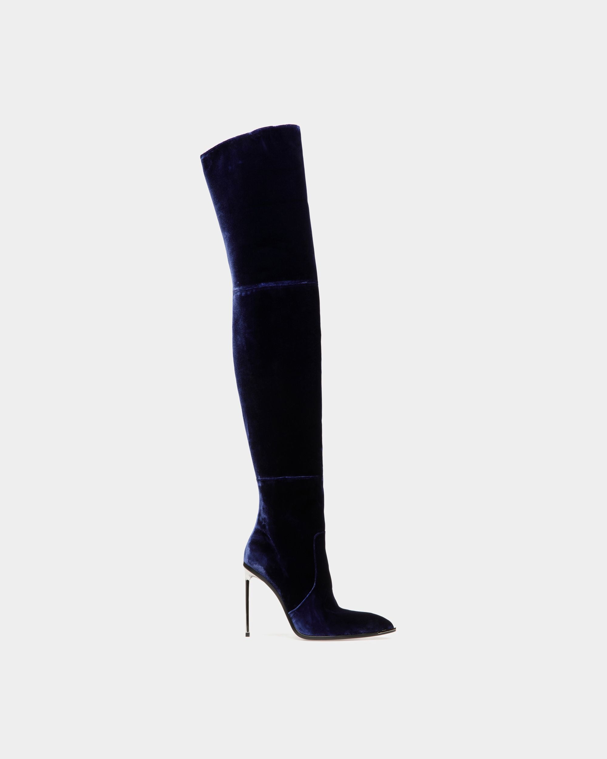 Hedy | Women's Boots | Marine Velvet | Bally | Still Life Side