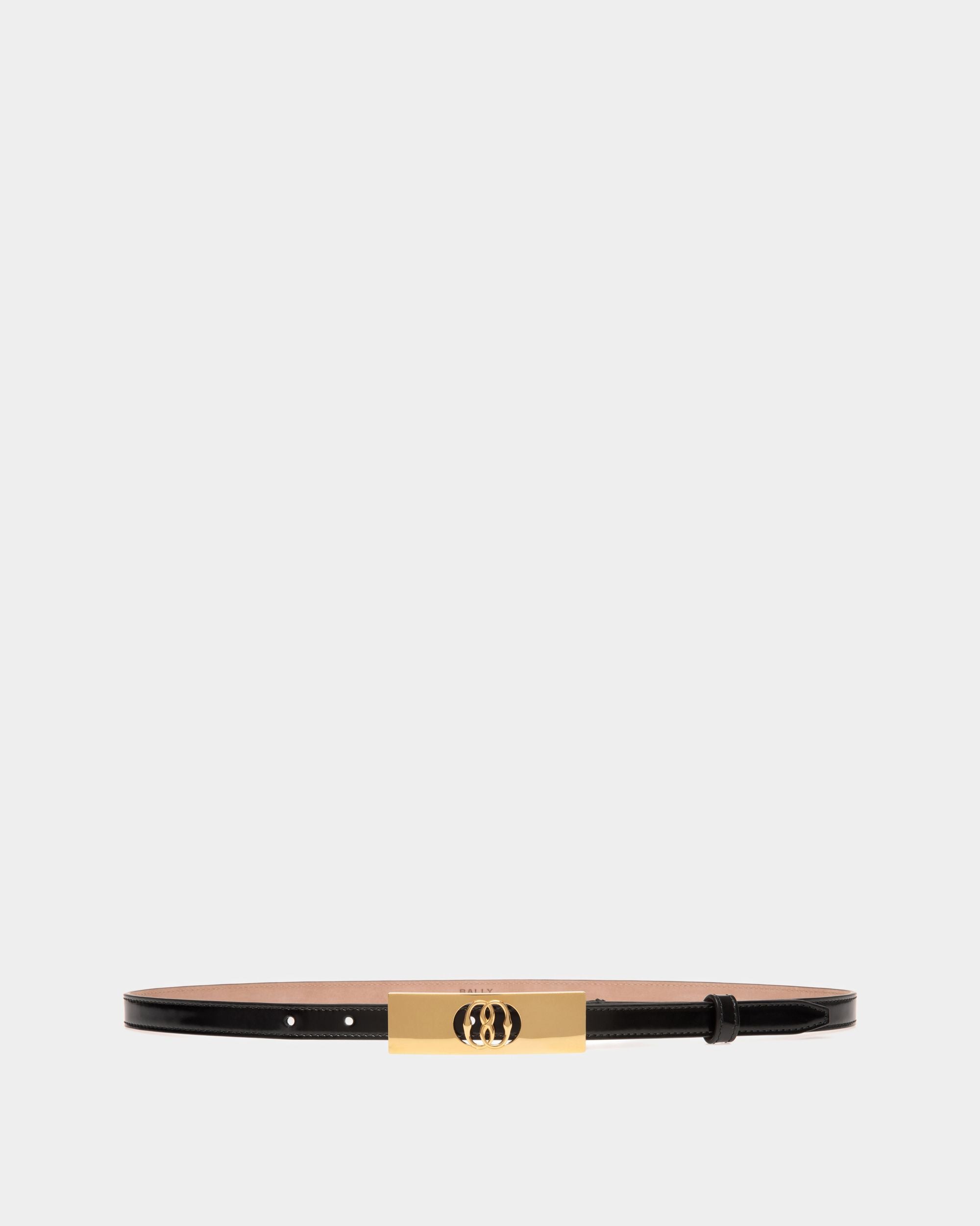 Women's Emblem 15 Mm Belt In Black Patent Leather | Bally | Still Life Front