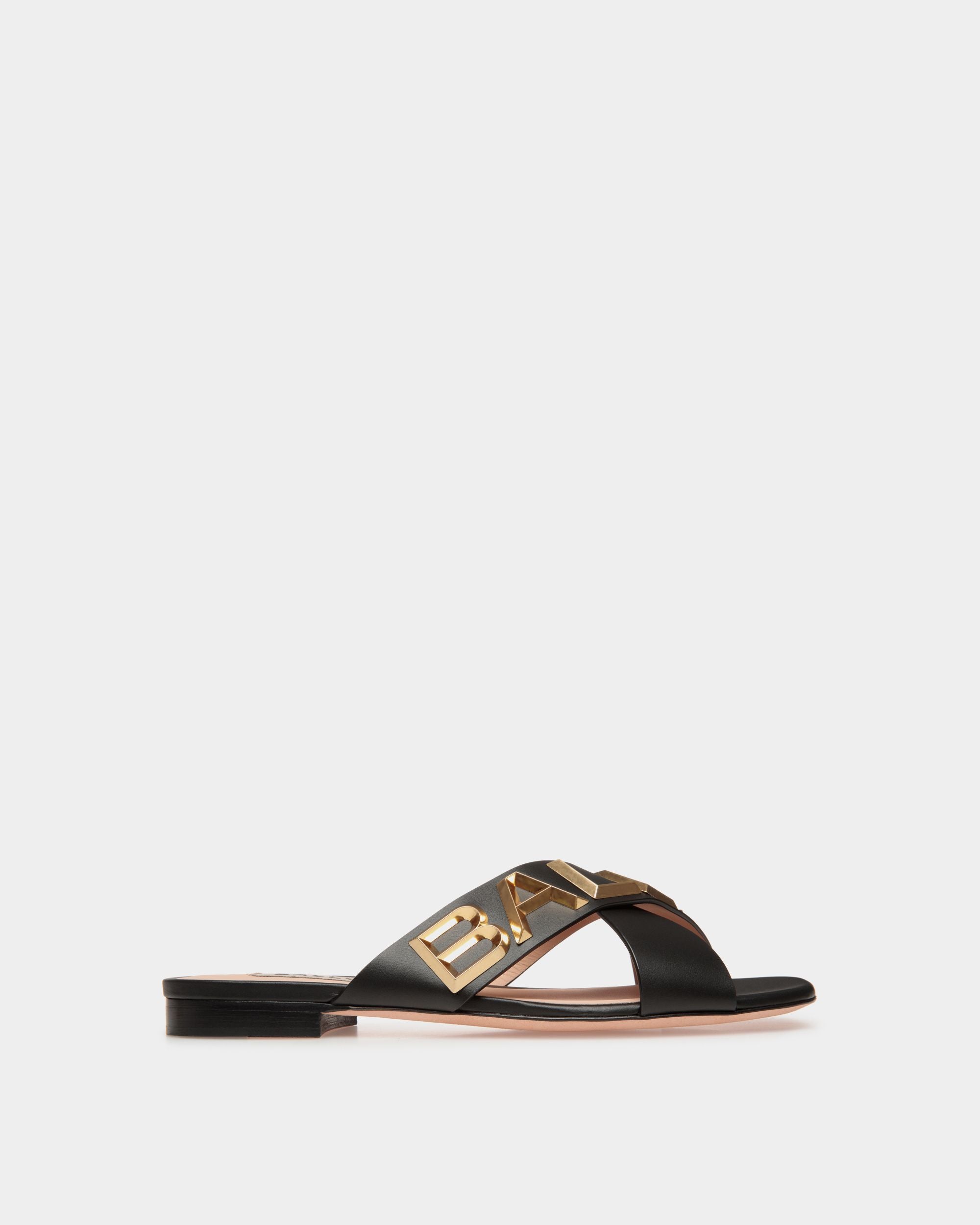 Women's Bally Spell Flat Slide in Leather | Bally | Still Life Side