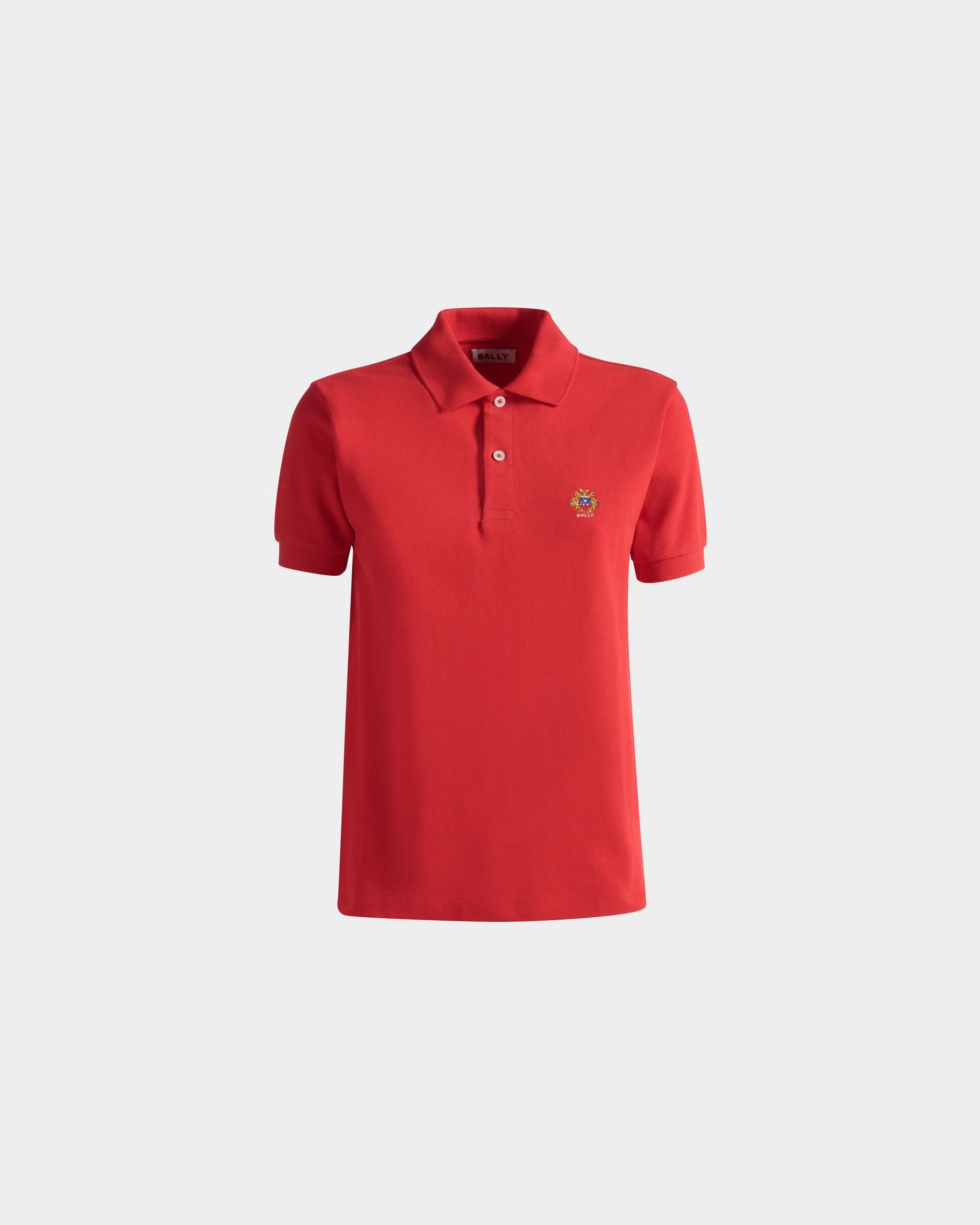Women's Short Sleeve Polo in Red Cotton | Bally | Still Life Front