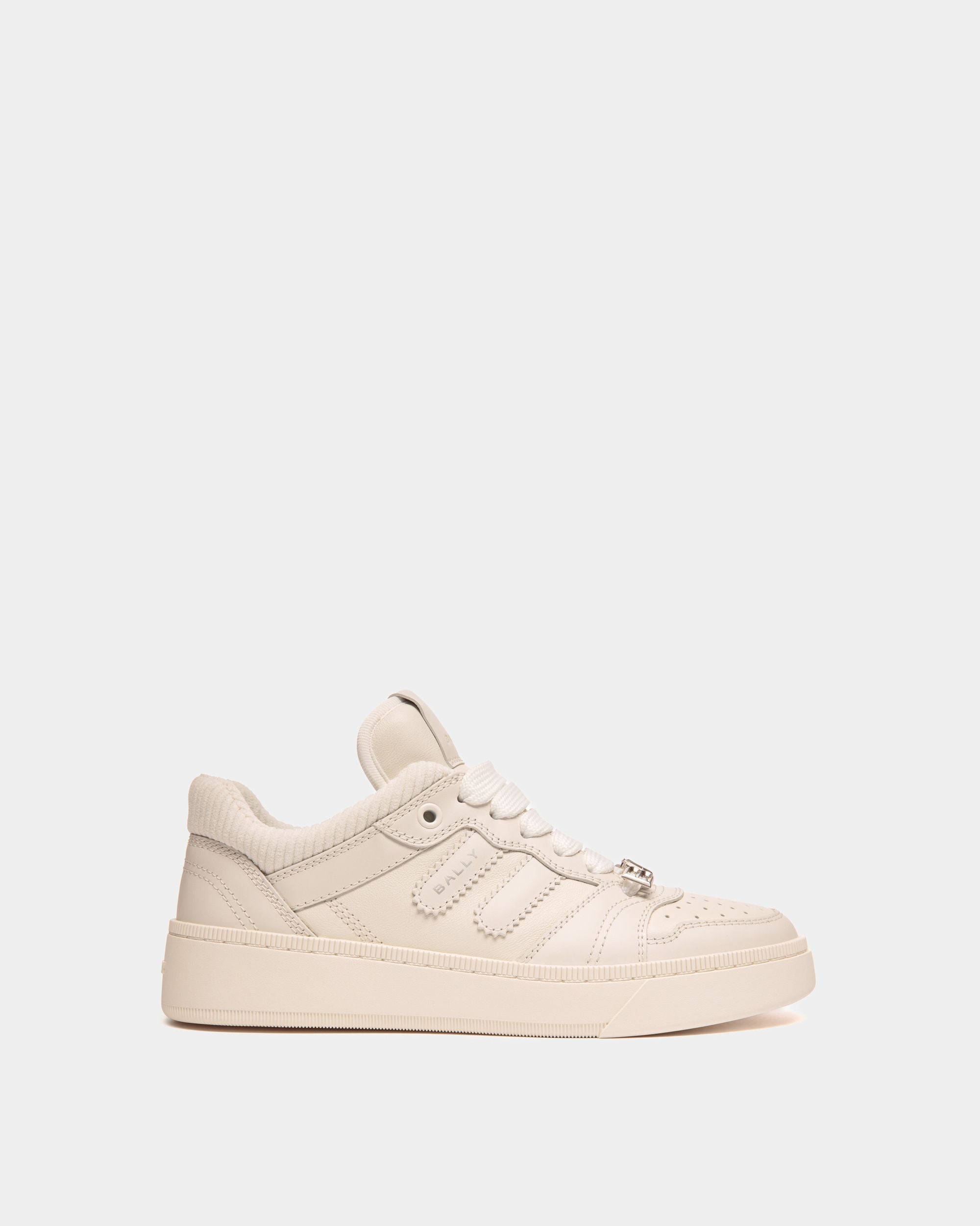 Raise | Women's Sneaker in White Leather | Bally | Still Life Side