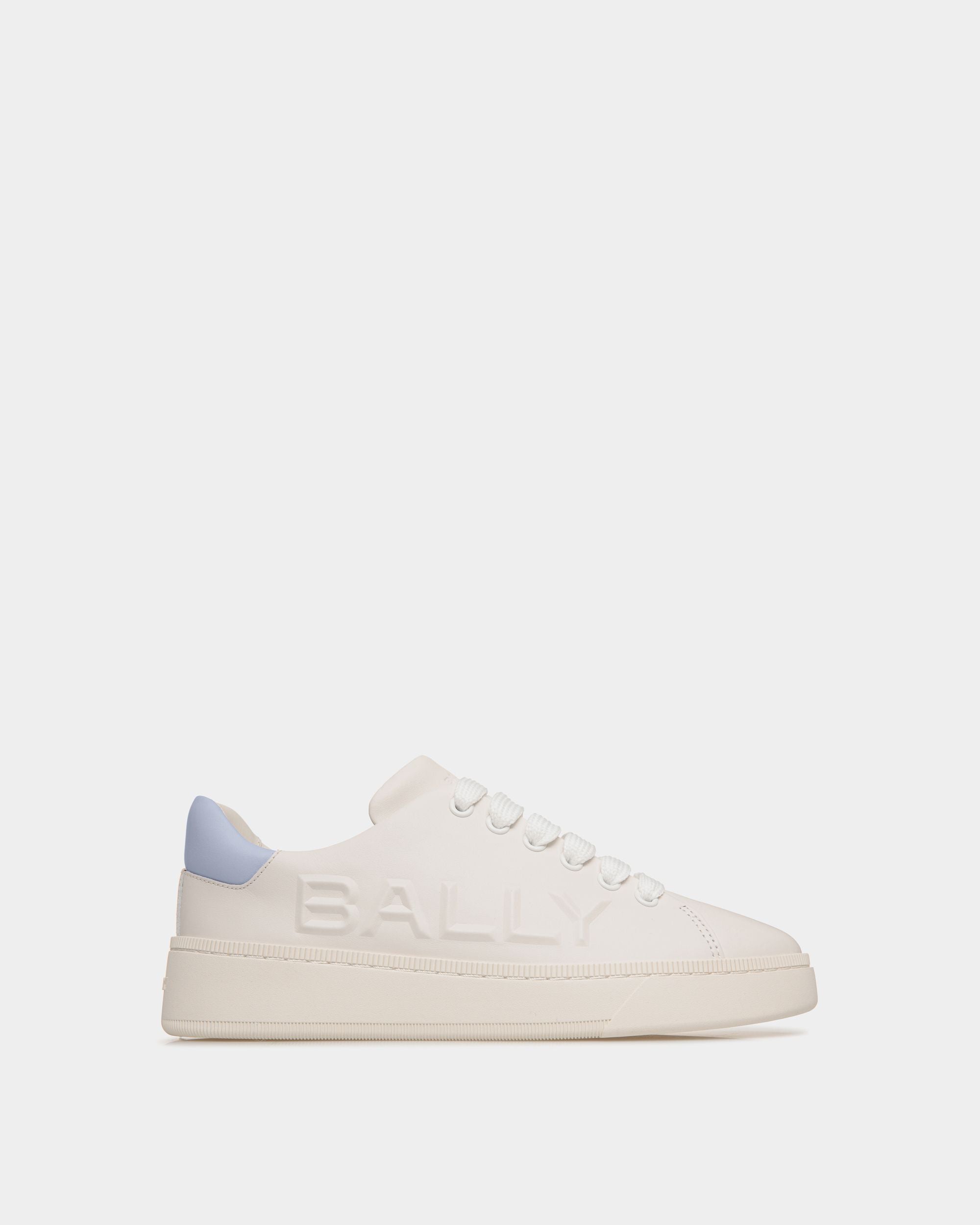 Women's Raise Sneaker in White And Light Blue Leather | Bally | Still Life Side