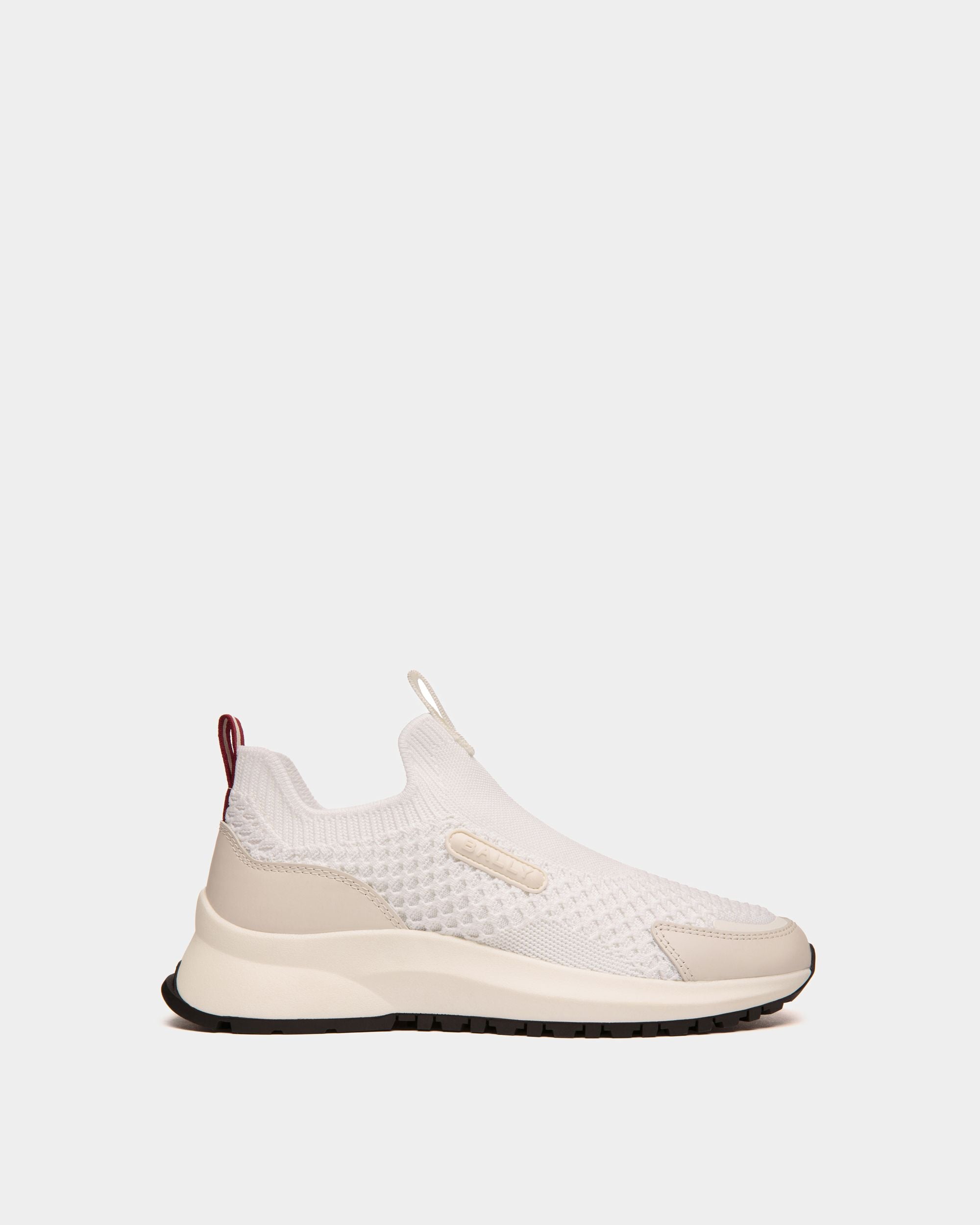 Outline | Women's Sneaker in White Knit | Bally | Still Life Side