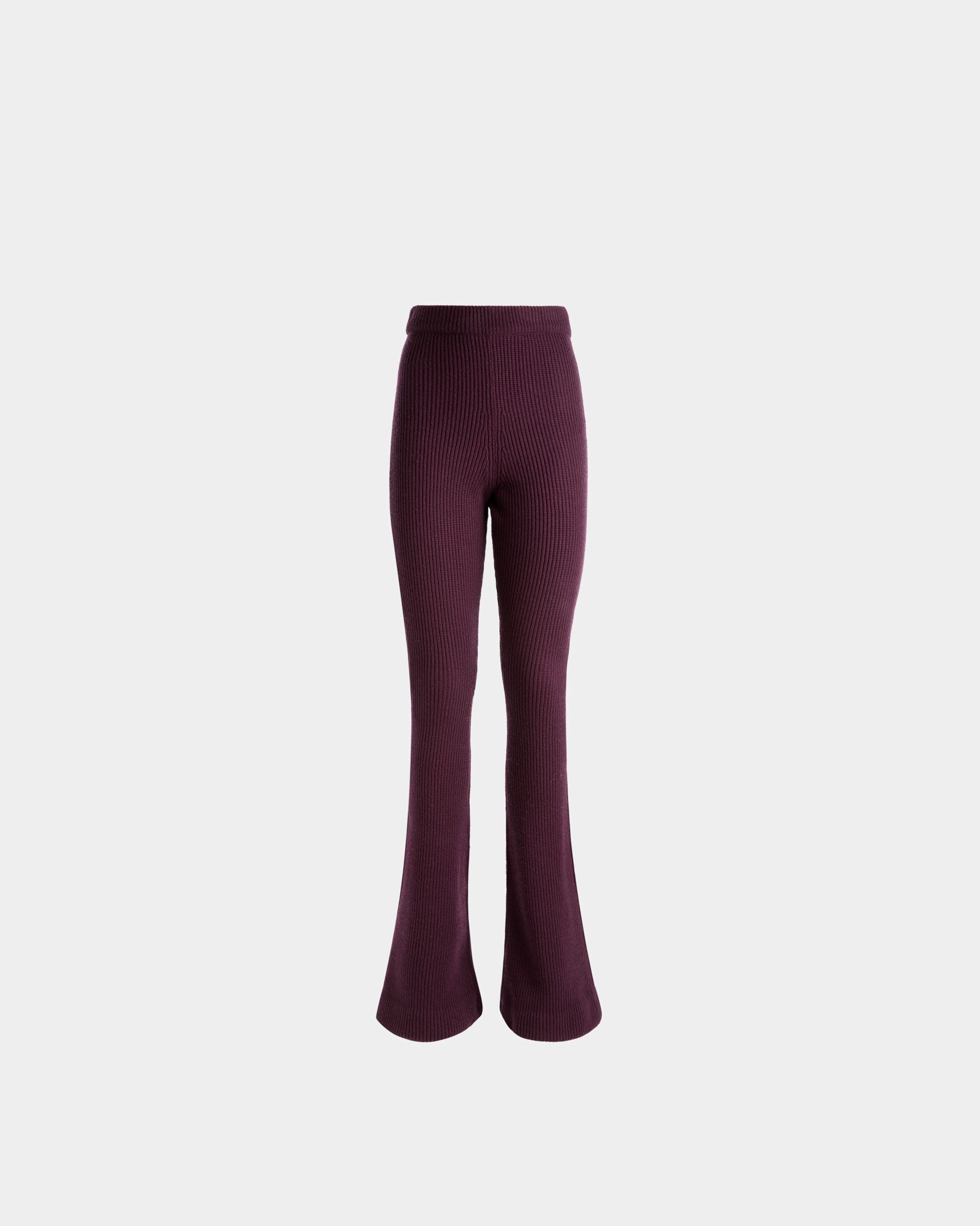 Flared Trousers | Women's Bottoms | Purple Wool | Bally | Still Life Front