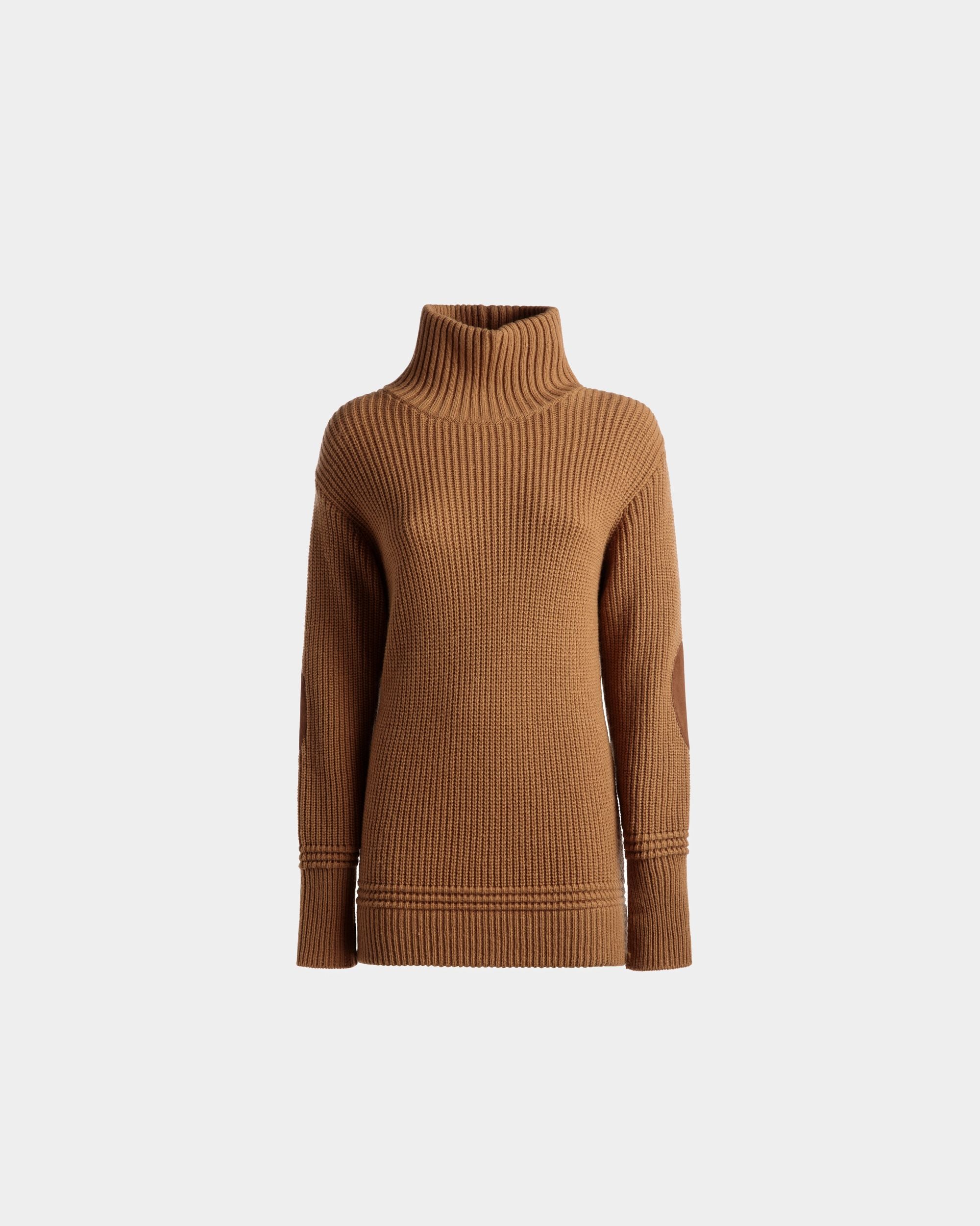 Roll Neck Dress | Women's Dress | Brown Mixed Wool | Bally | Still Life Front