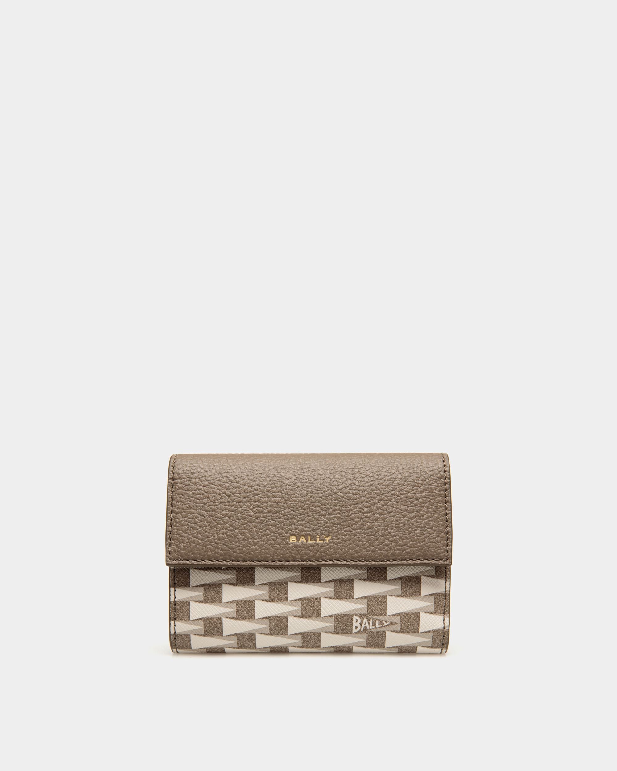 Pennant | Women's Wallet in Beige Pennant Motif TPU | Bally | Still Life Front