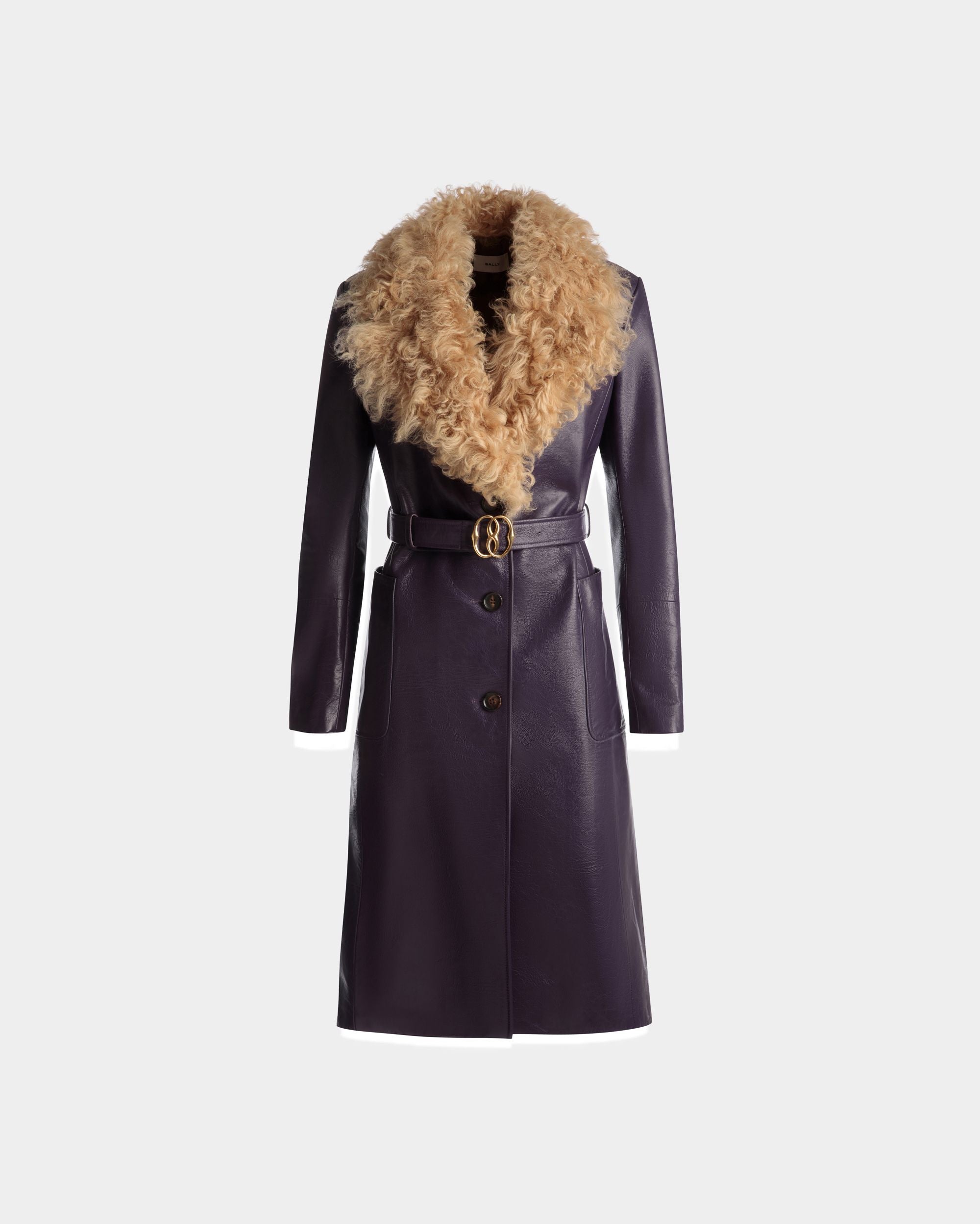 Fur Collar Coat | Women's Outerwear | Orchid Leather | Bally | Still Life Front