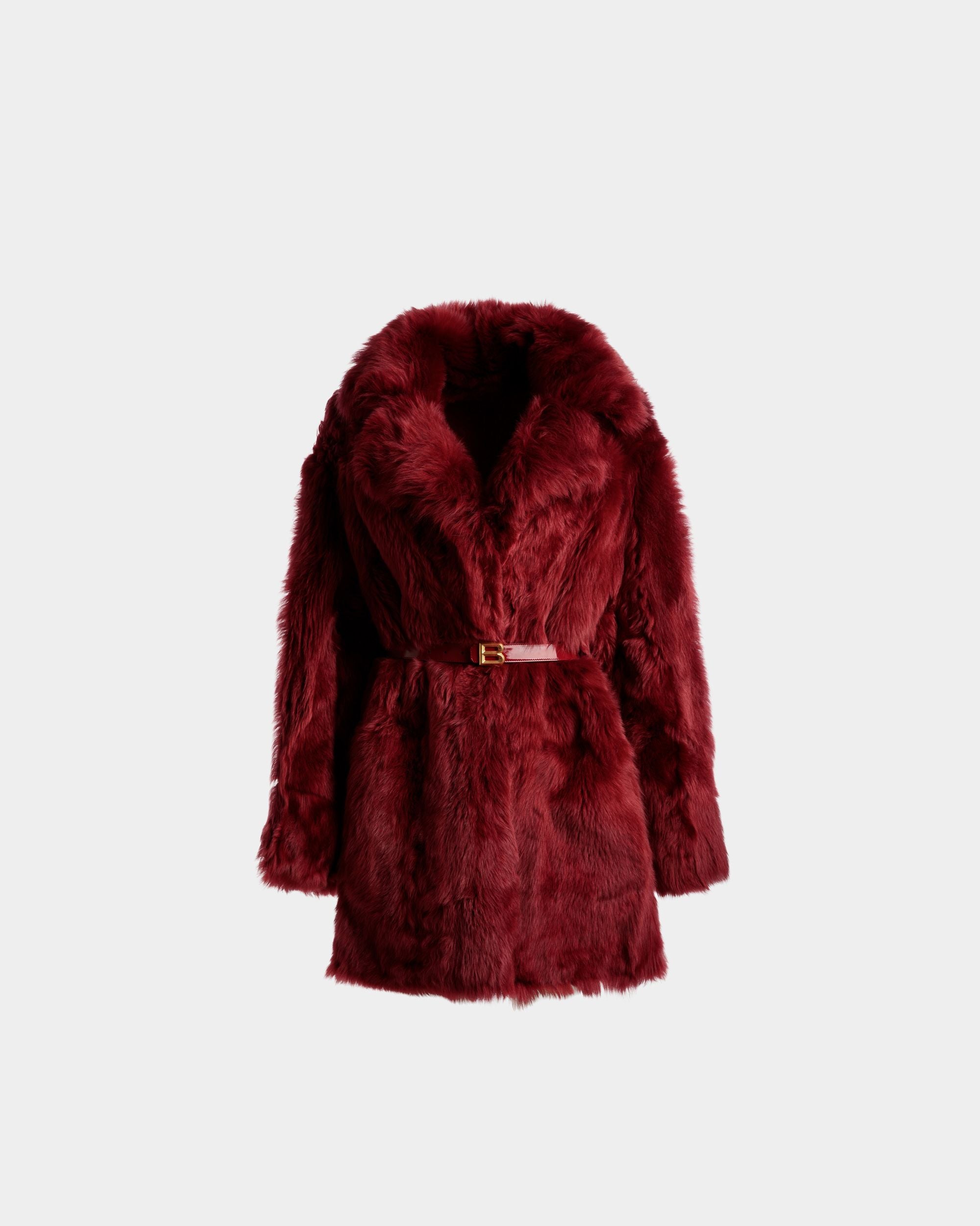 Velor Coat | Women's Coat | Red Leather | Bally | Still Life Front