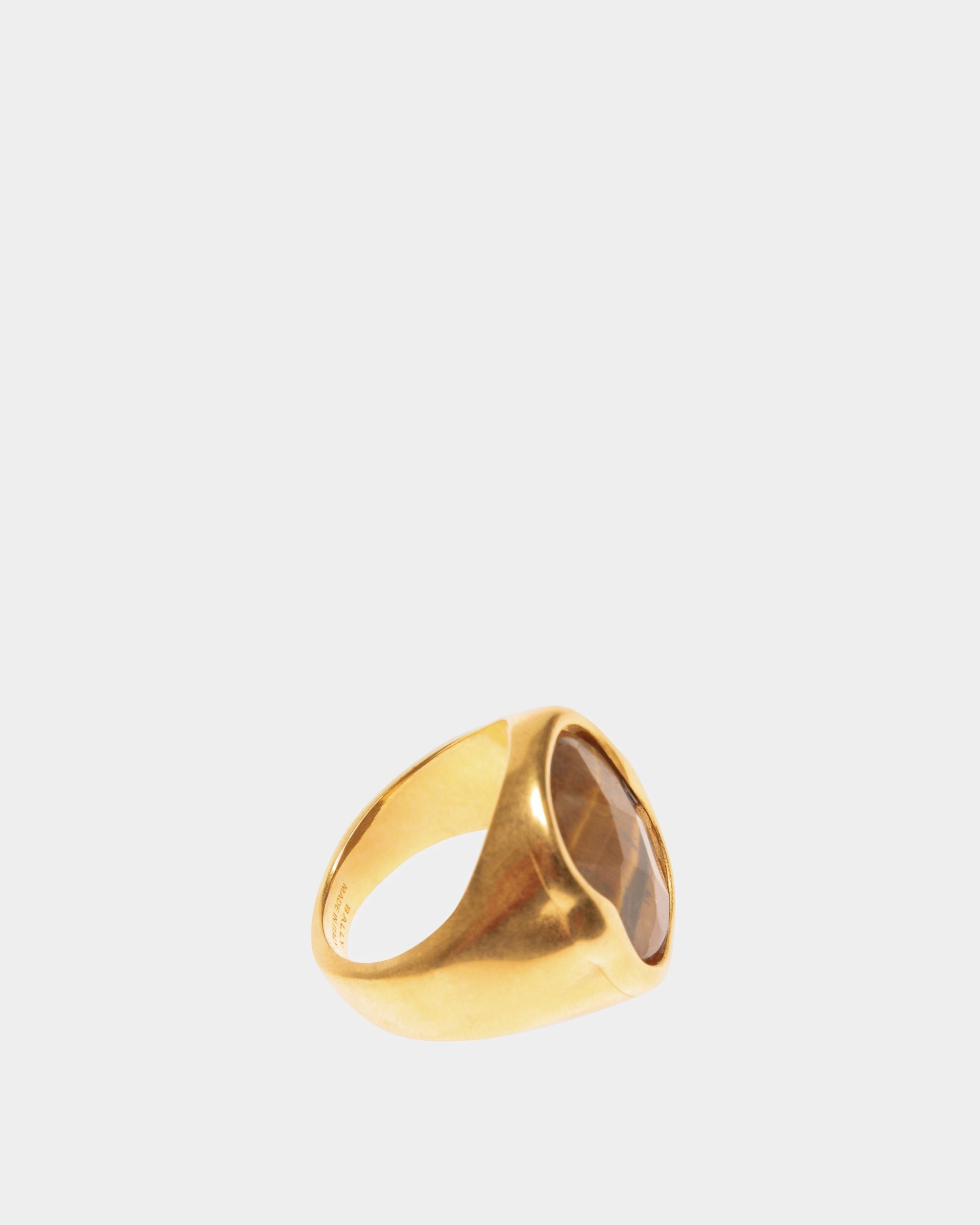 Frame Ring | Women's Ring | Hammered Gold | Bally | Still Life Front