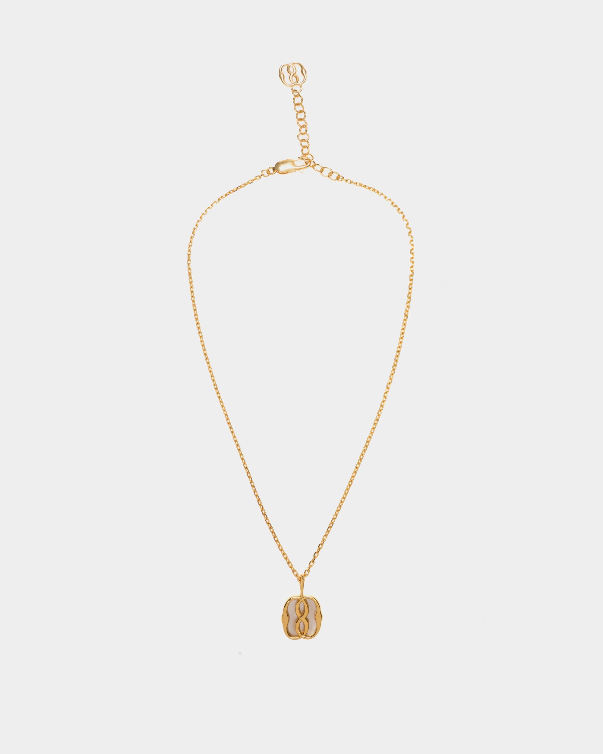 Women's Emblem Necklace in Gold-tone Eco Brass and Mother of Pearl | Bally | Still Life Front