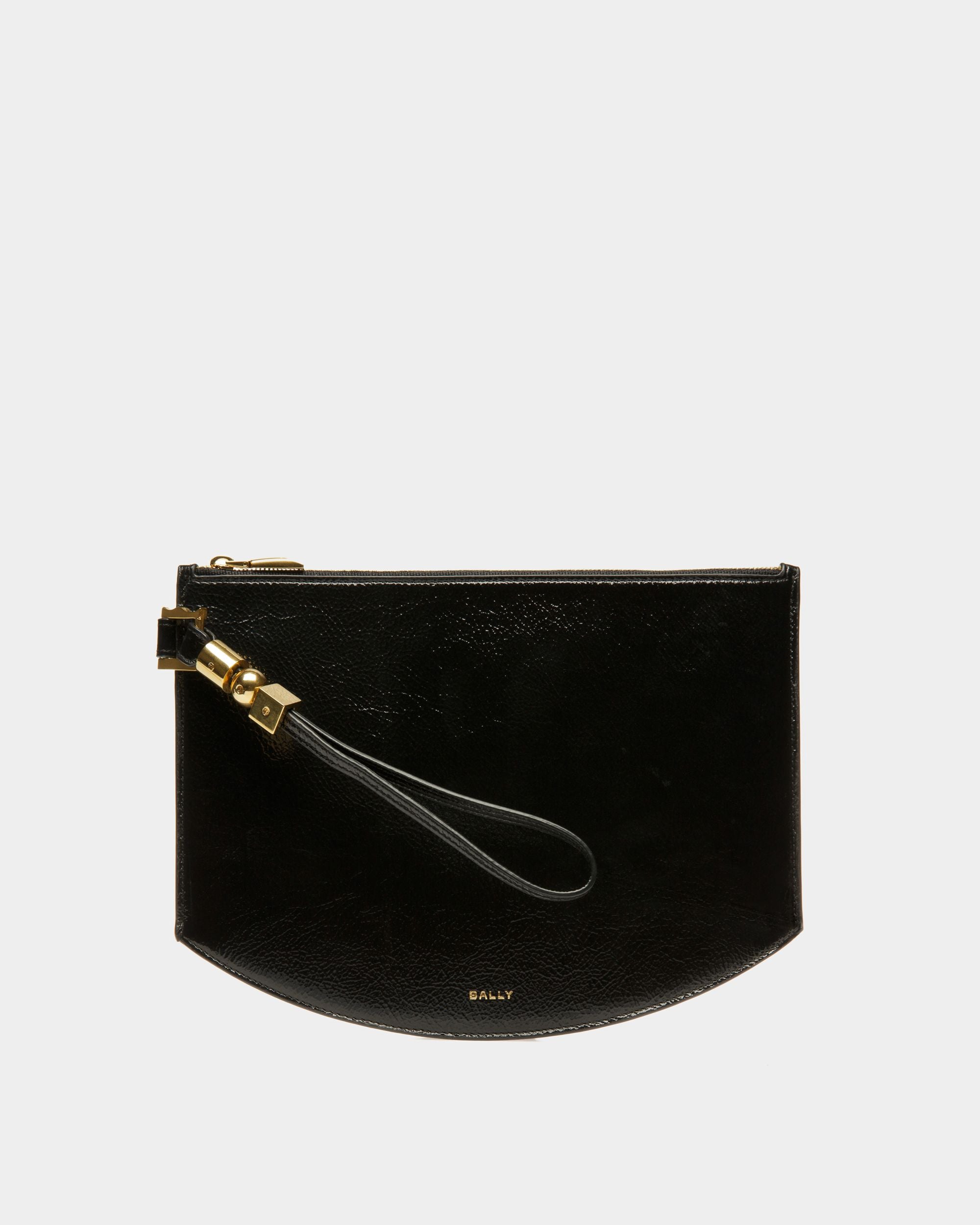 Large Block Pouch | Women's Accessories | Black Leather | Bally | Still Life Front