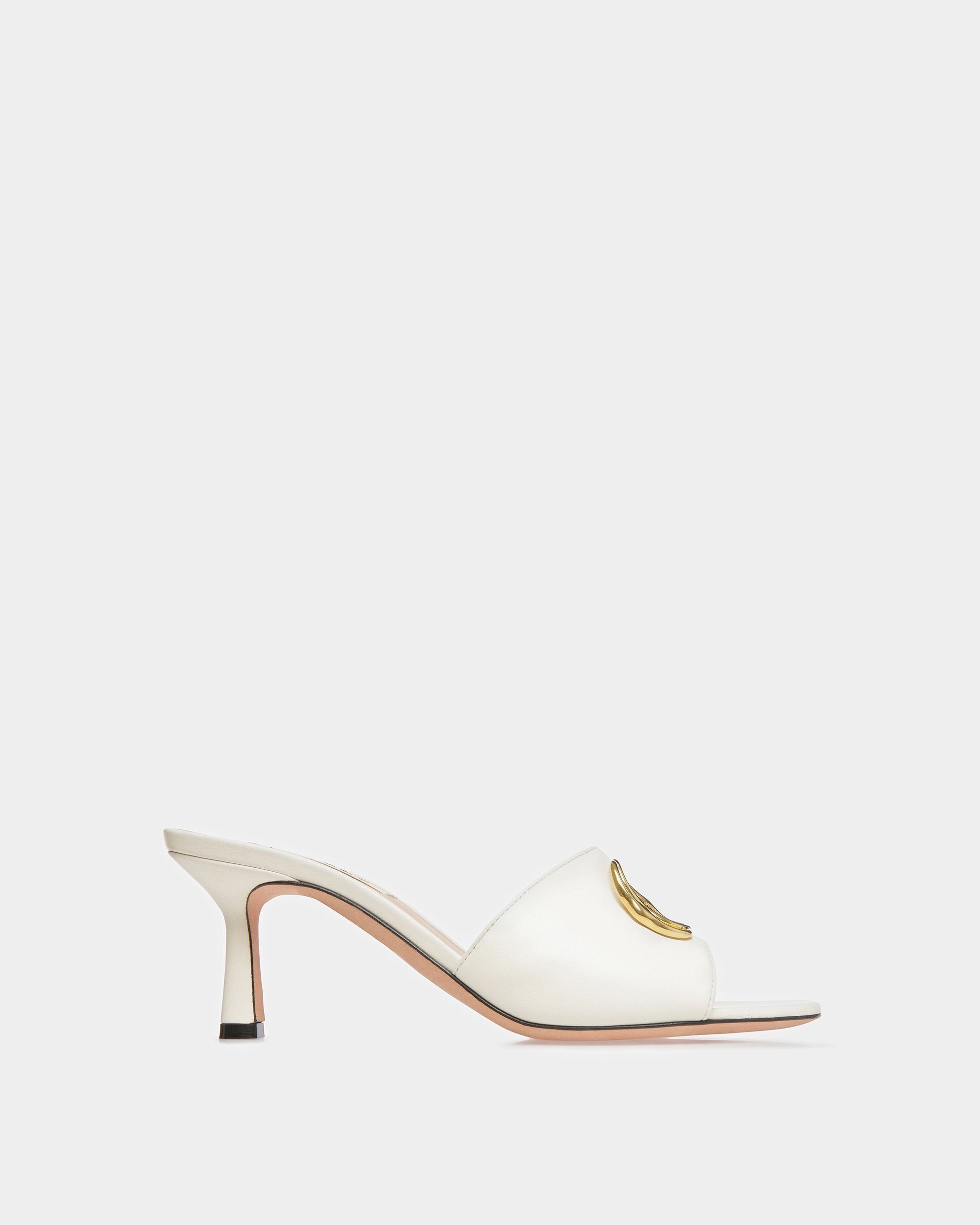 Women's Emblem Sandals In Bone Leather | Bally | Still Life Side