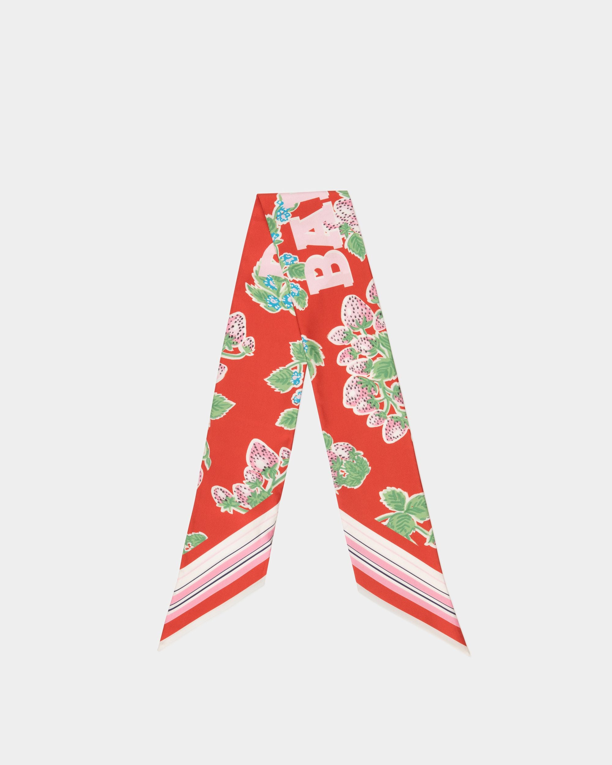 Women's Neck Bow in Strawberry Print Silk | Bally | Still Life Top