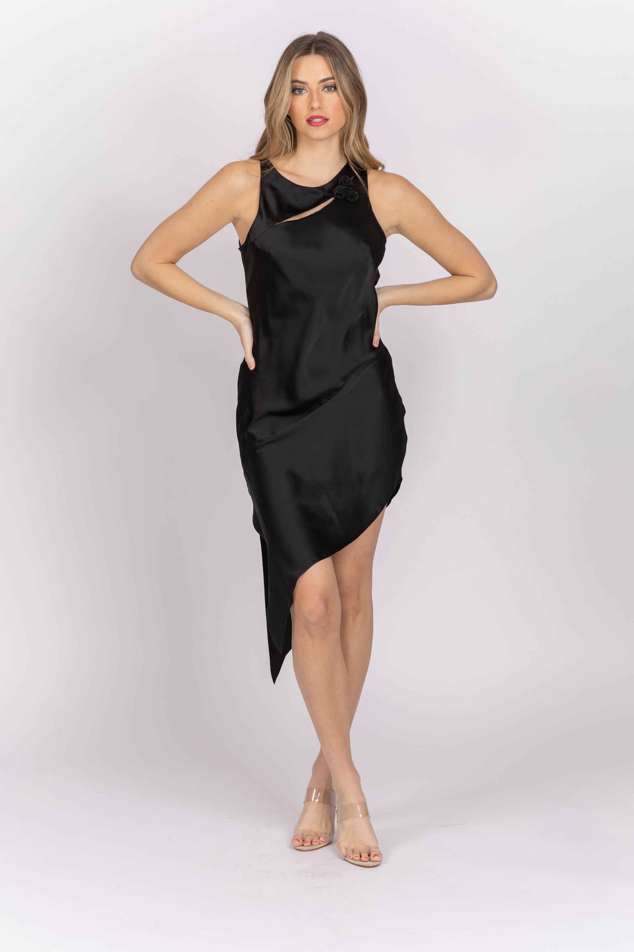 Aidan By Aidan Mattox One Shoulder Dress Black CoatTails