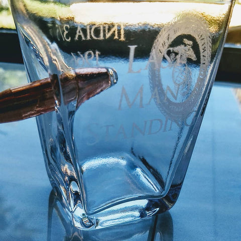Glass with 'Last Man Standing' Engraved.