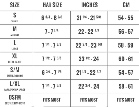 Hat Size Guide | Sterzeal Hats