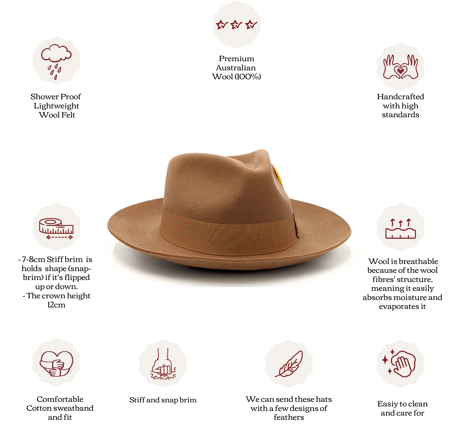 Indiana Jones Style Fedora Foldable Fedora Hat for Men and Women High Crown  Wide Brim Brown Fedora Hat -  Singapore