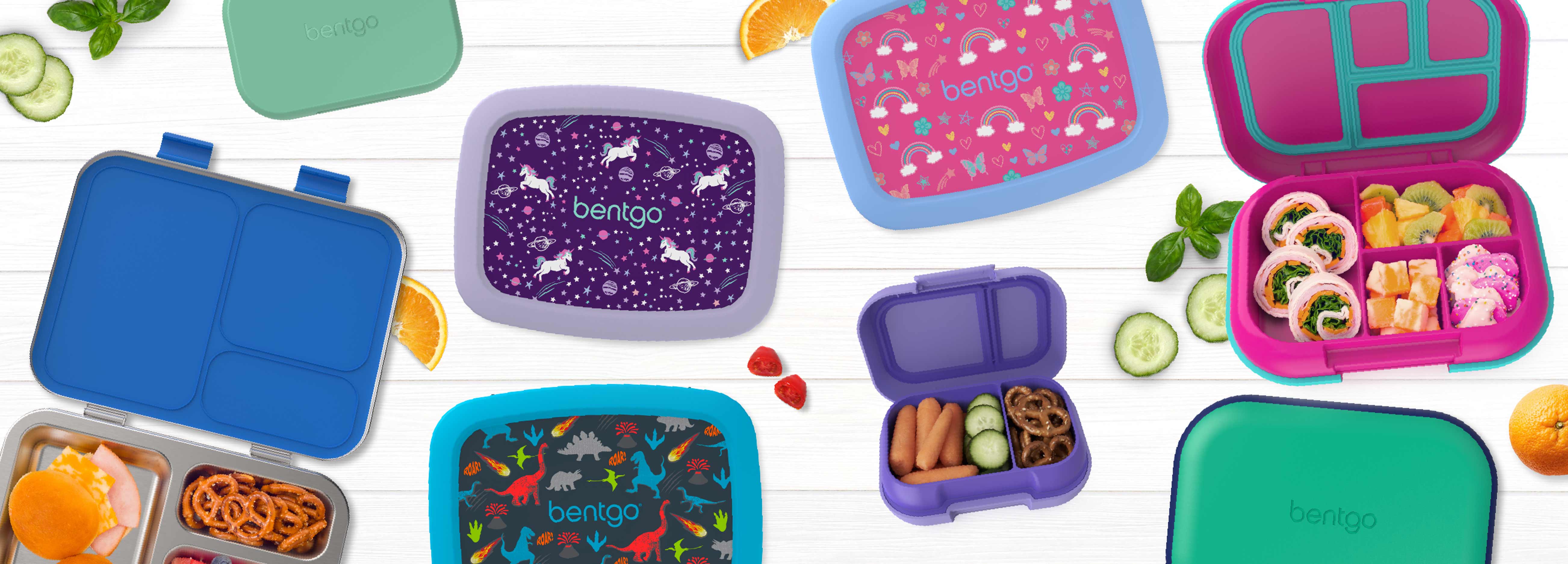 Bentgo - Kids Prints Lunchbox Mermaid + Kids Snack Lunchbox Purple