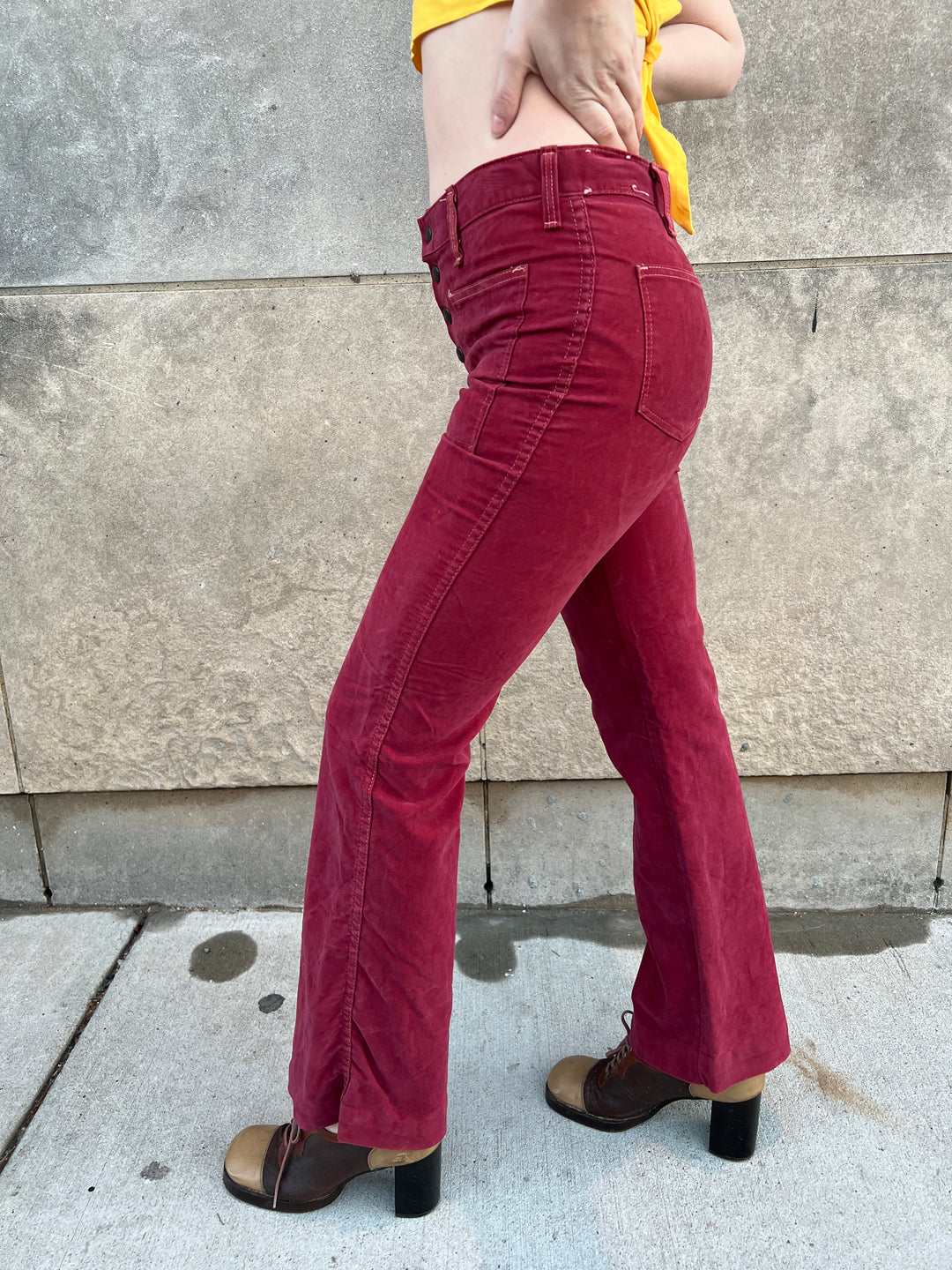 Vintage, Jeans, Deadstock Vintage 7s Dramatic Wide Leg Bell Bottom Red  Jeans By Le Culottier