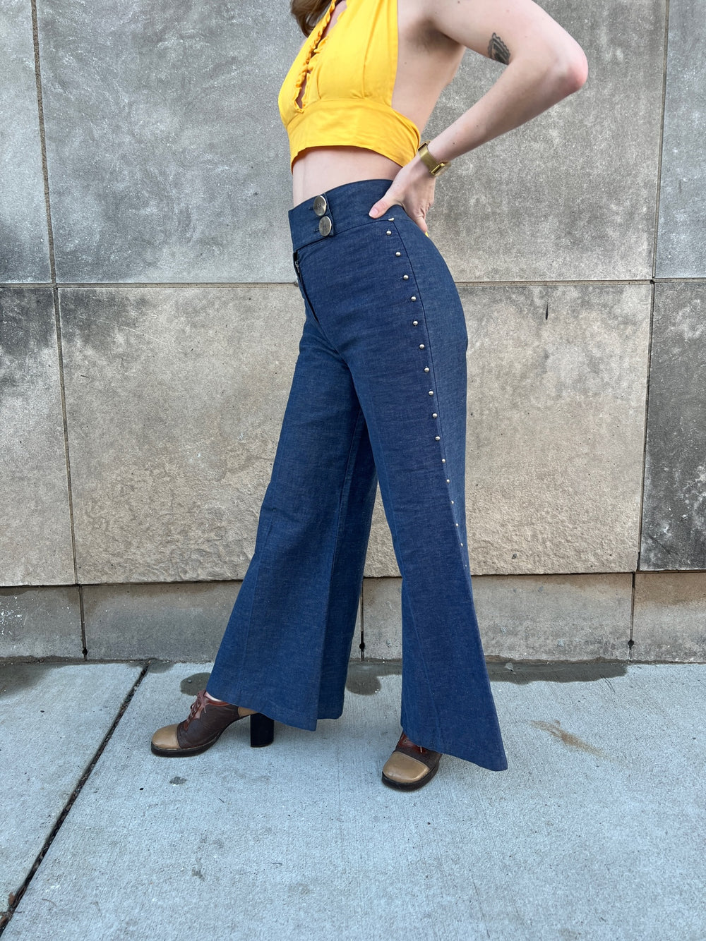 70s Vintage Denim Bellbottom Jeans, Appliqué Pockets by Just Pants – The  Hip Zipper Nashville