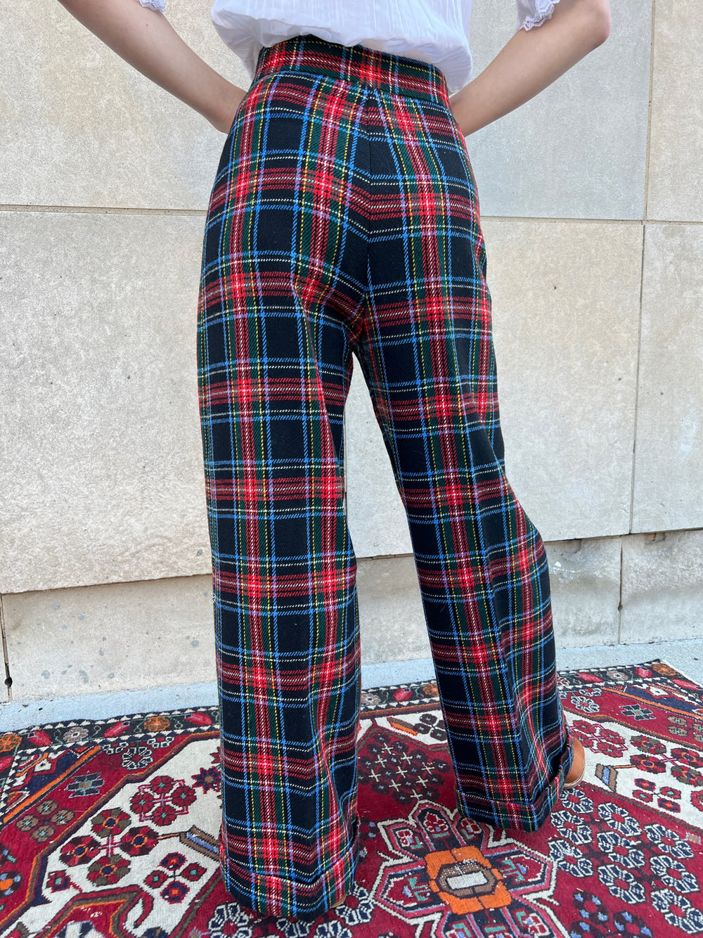 Mens 70s Vintage Red White Plaid Denim Bell Bottom Pants – The Hip Zipper  Nashville