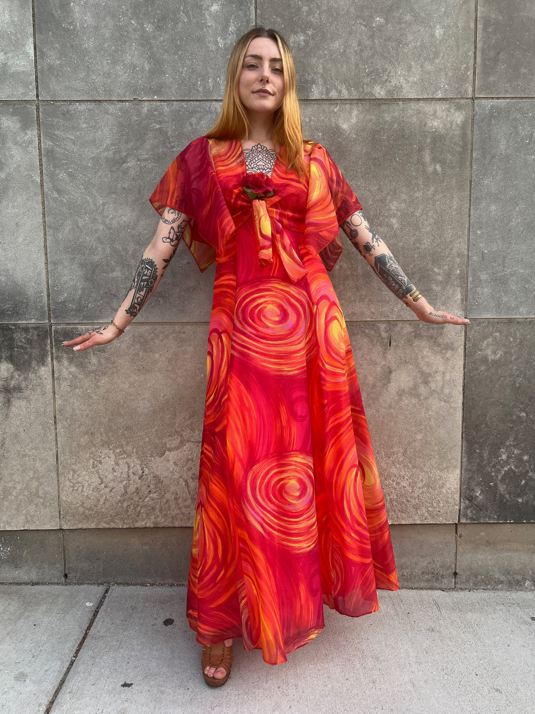 70s Red Gold Velvet Floral Halter Maxi Dress, Nirvana India – The Hip  Zipper Nashville