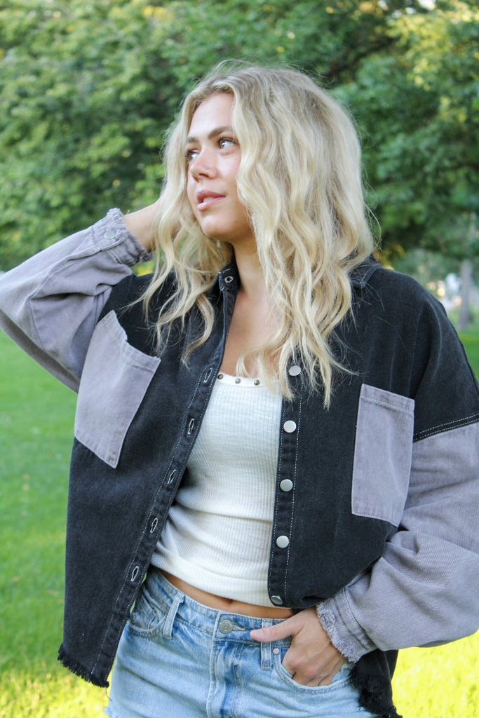 Plus-Size Cropped Twill Jacket