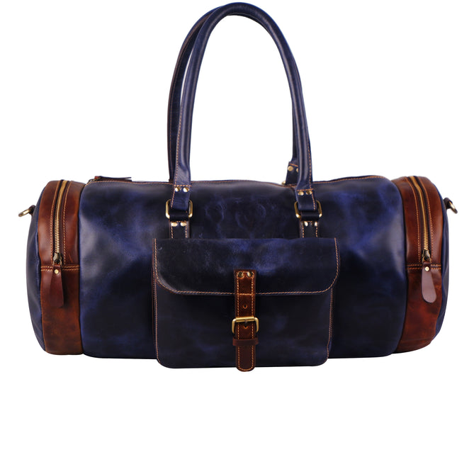 blue sapphire leather duffle bag for men