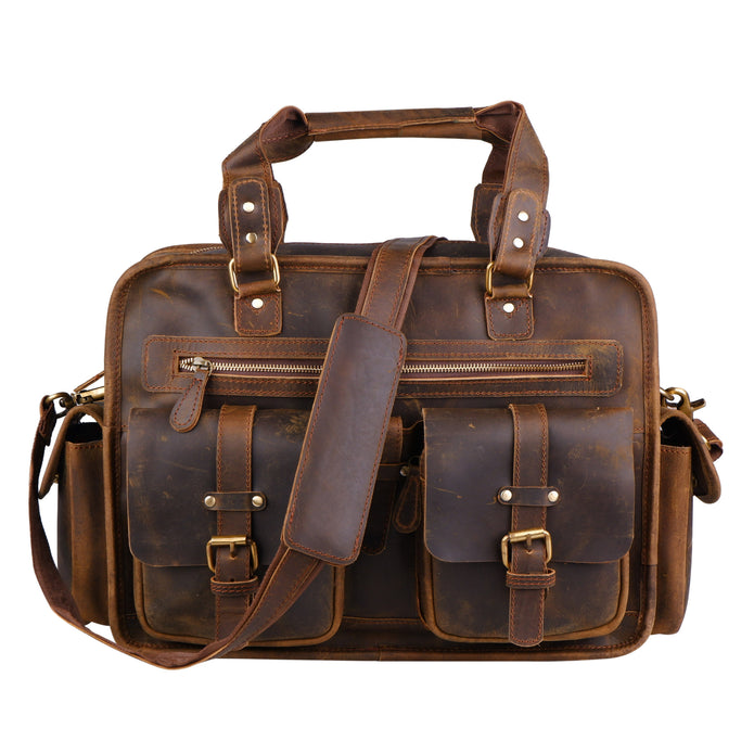 brown leather office bag for men