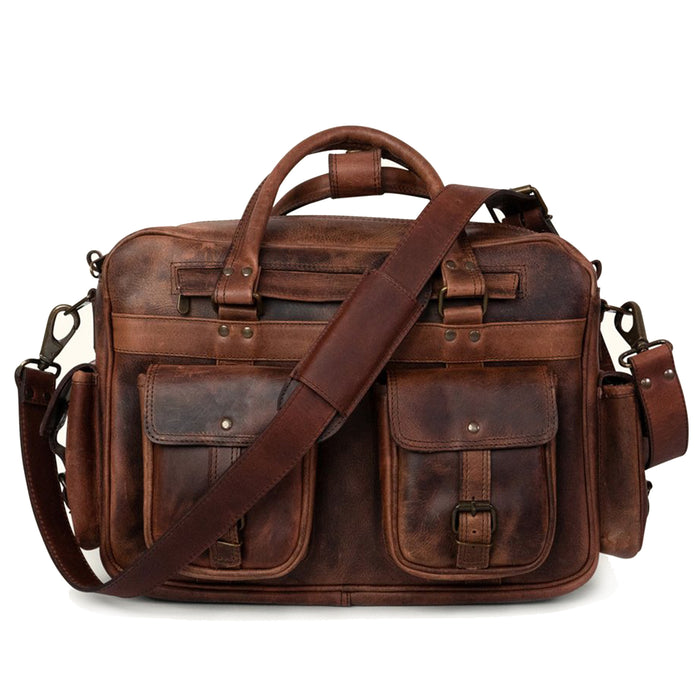 dark brown leather briefcase