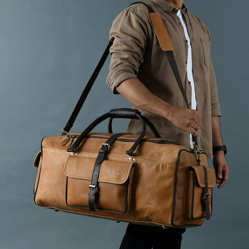 Goldman-II Leather Duffle Bag, Leather Travel Bag