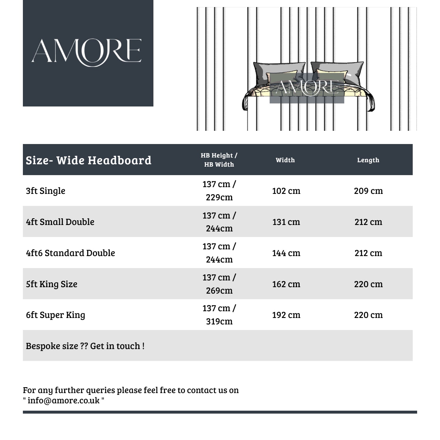 Mary Wide Headboard Panelled Stripe Bed