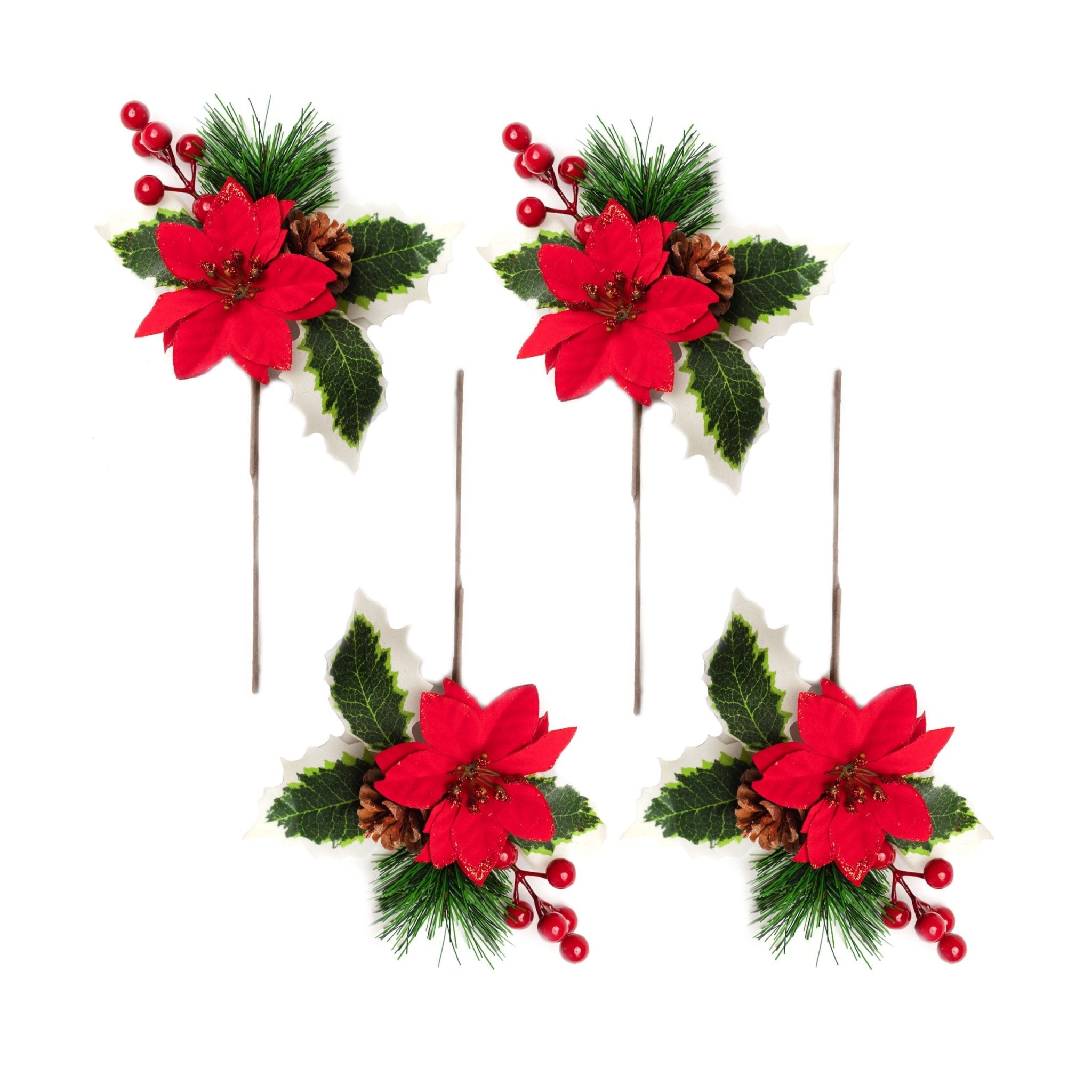 HAOSHICS 25 Pcs Poinsettias Artificial Christmas Flowers