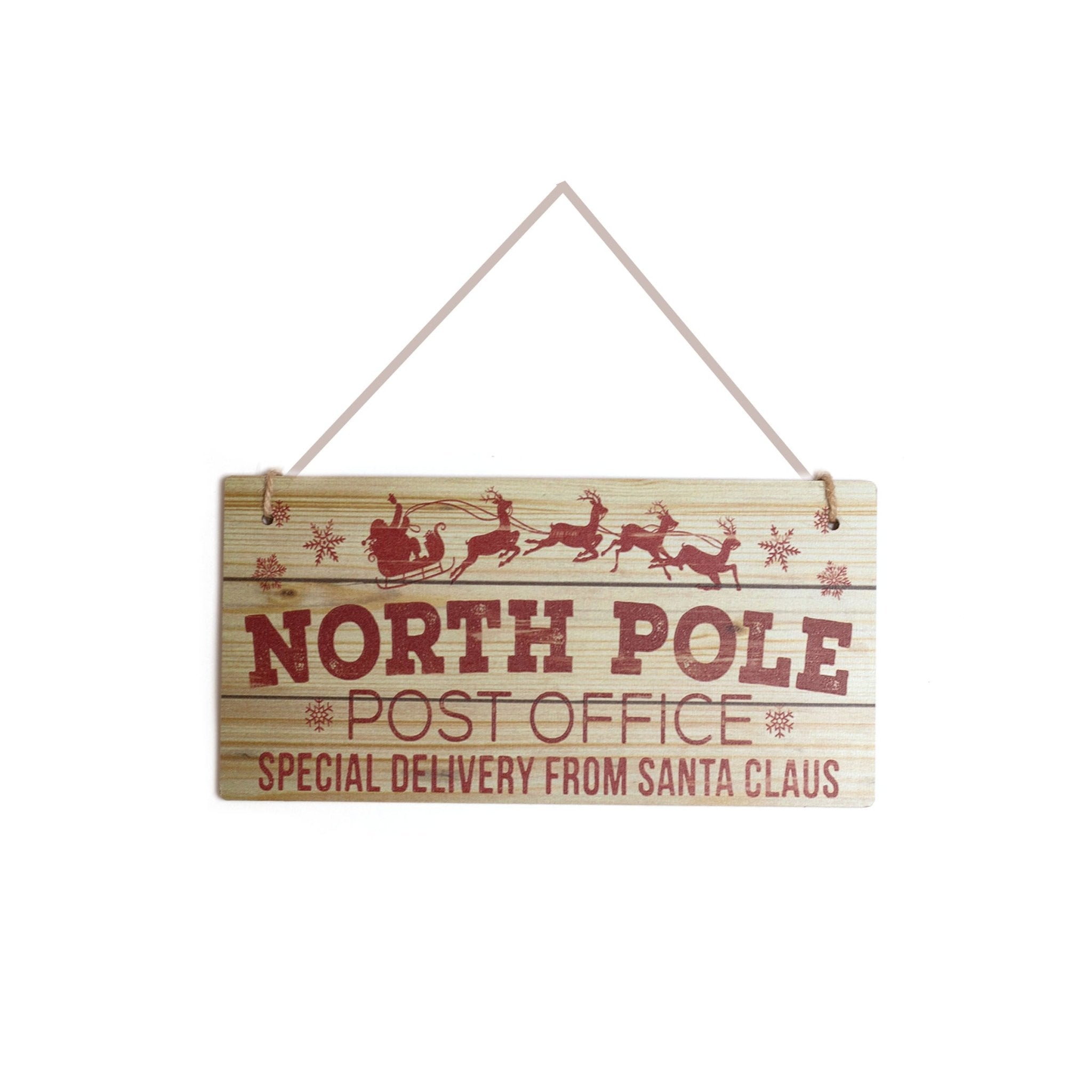 North Pole Christmas Mail Stamp Wood Sign 11x13