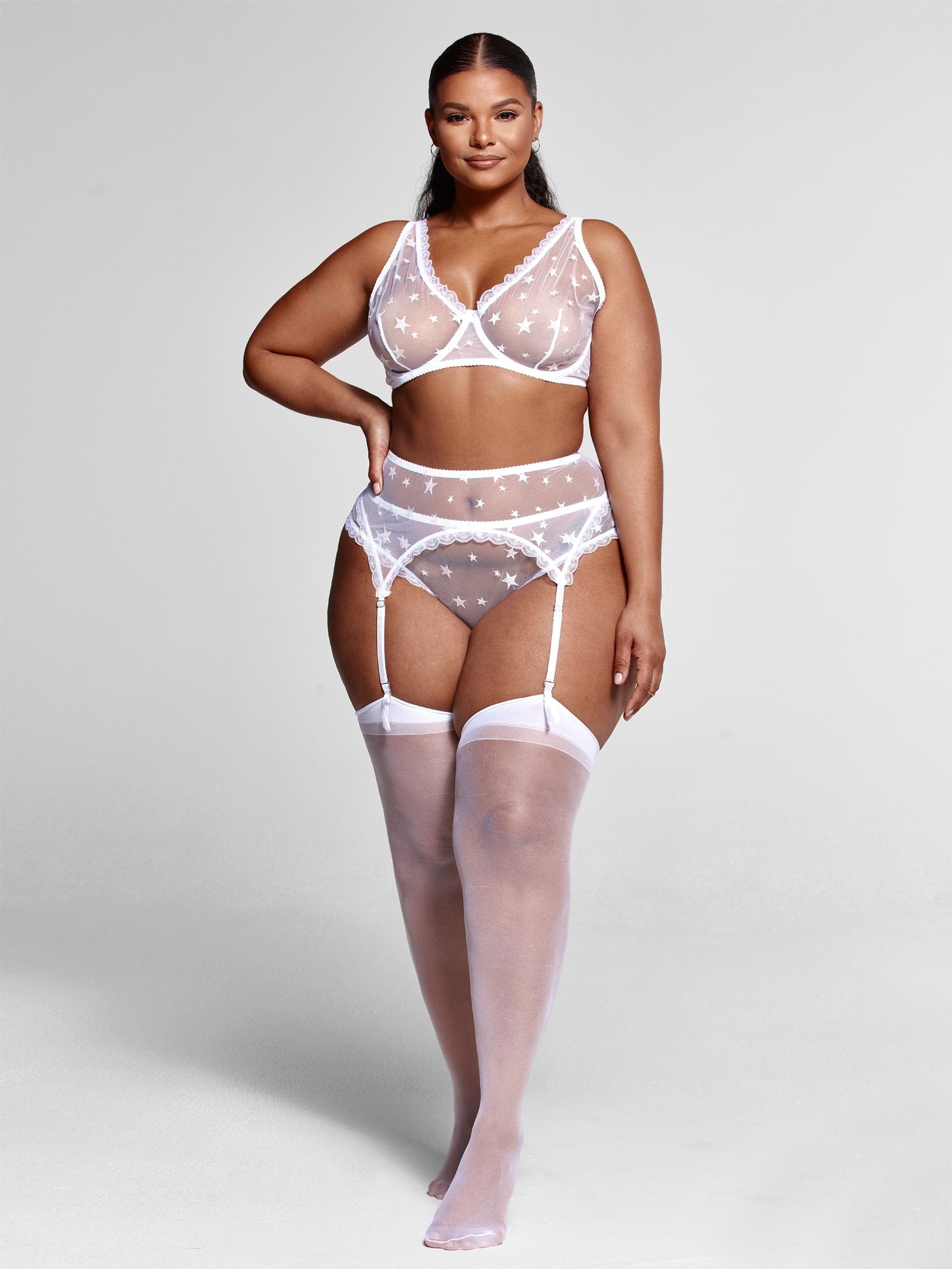 Plus Size Danica Bra and Panty Set with Garter